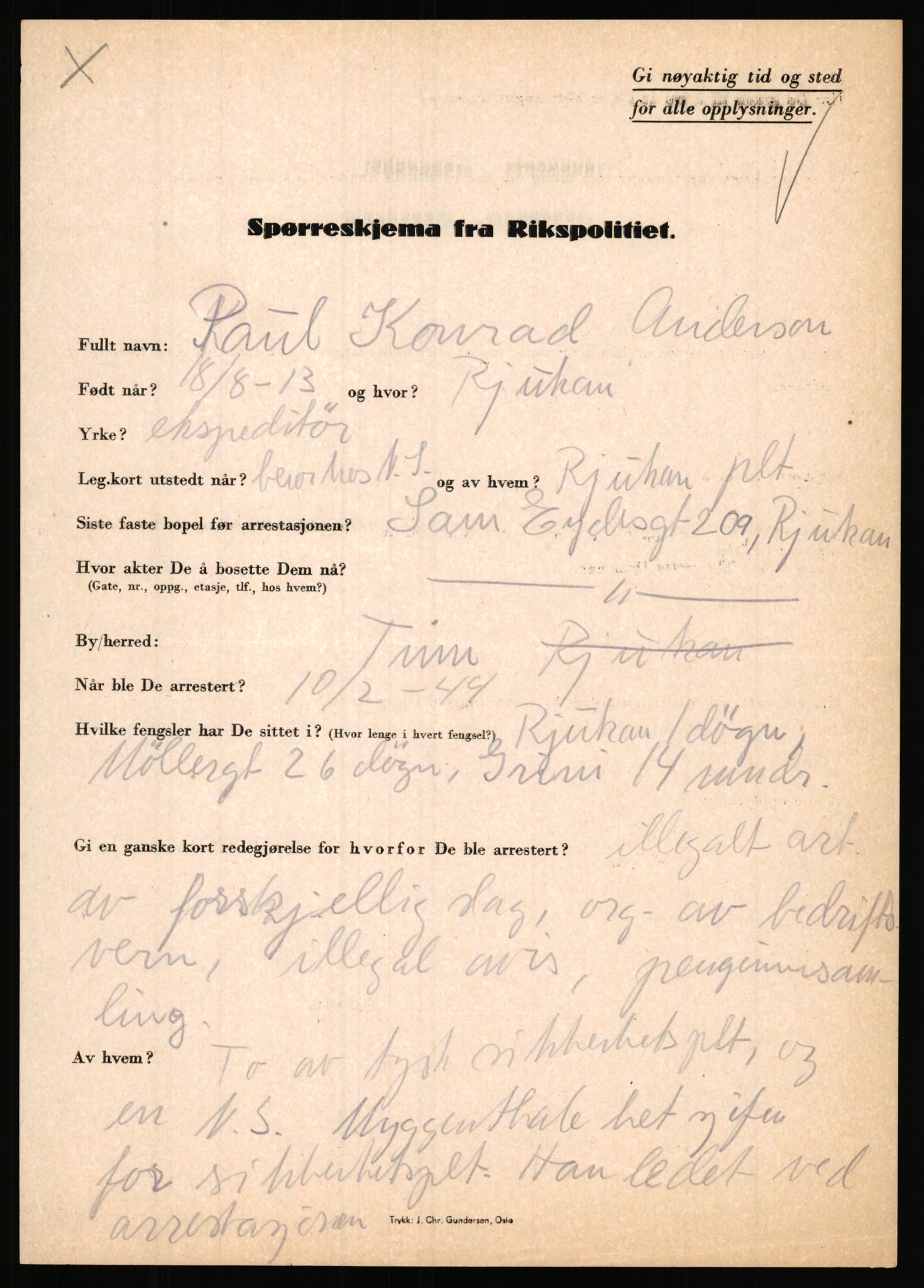 Rikspolitisjefen, AV/RA-S-1560/L/L0001: Abelseth, Rudolf - Berentsen, Odd, 1940-1945, s. 527