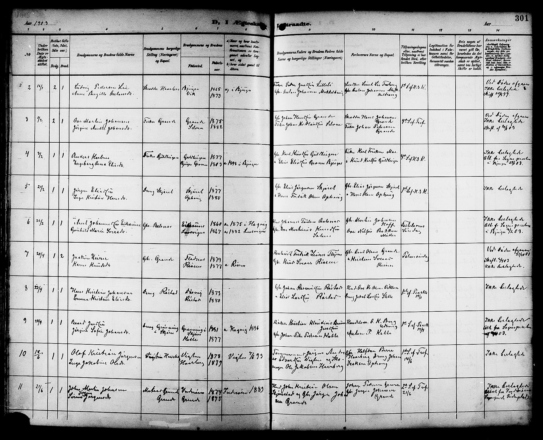 Ministerialprotokoller, klokkerbøker og fødselsregistre - Sør-Trøndelag, AV/SAT-A-1456/659/L0746: Klokkerbok nr. 659C03, 1893-1912, s. 301