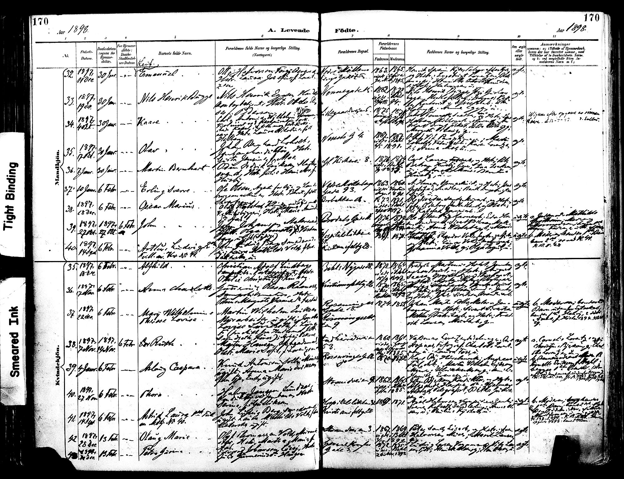 Ministerialprotokoller, klokkerbøker og fødselsregistre - Sør-Trøndelag, SAT/A-1456/604/L0197: Ministerialbok nr. 604A18, 1893-1900, s. 170