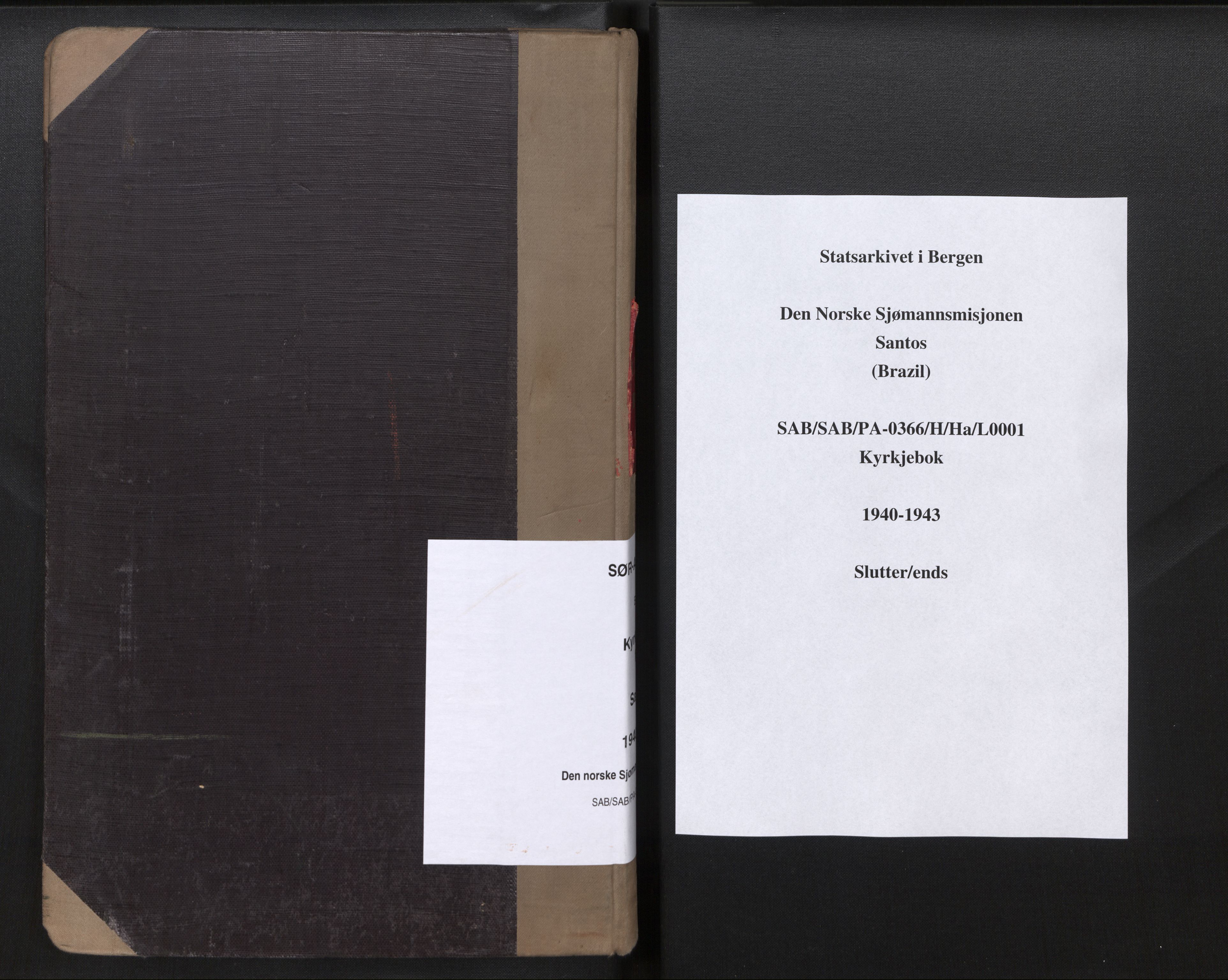Den norske sjømannsmisjon i utlandet / Santos, Brasil, AV/SAB-SAB/PA-0366/H/Ha/L0001: Ministerialbok nr. A 1, 1940-1943