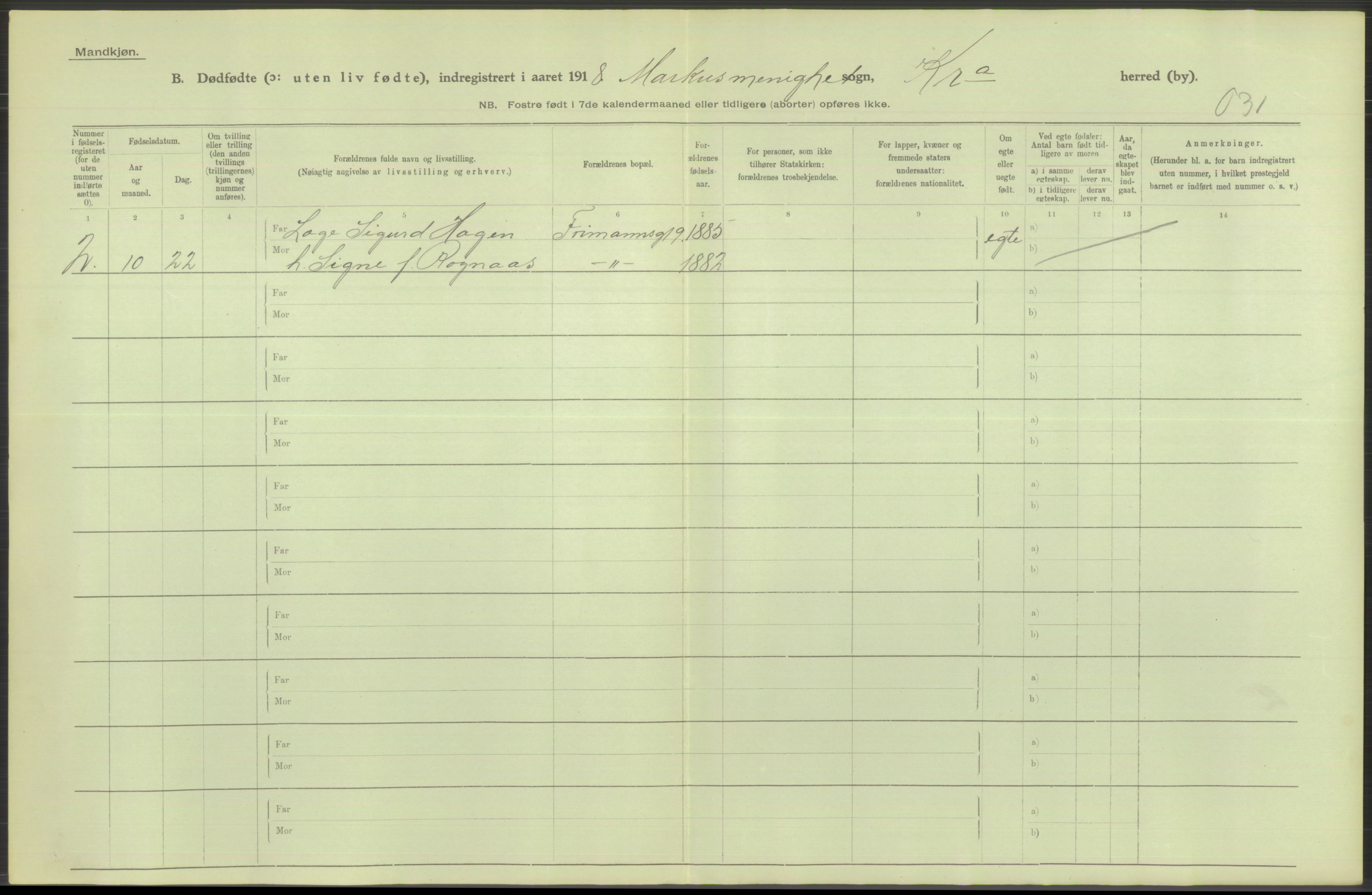 Statistisk sentralbyrå, Sosiodemografiske emner, Befolkning, RA/S-2228/D/Df/Dfb/Dfbh/L0011: Kristiania: Døde, dødfødte, 1918, s. 582