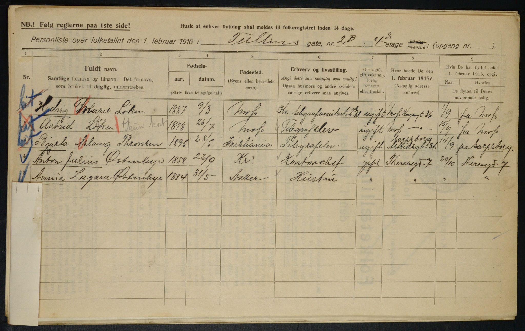 OBA, Kommunal folketelling 1.2.1916 for Kristiania, 1916, s. 120519