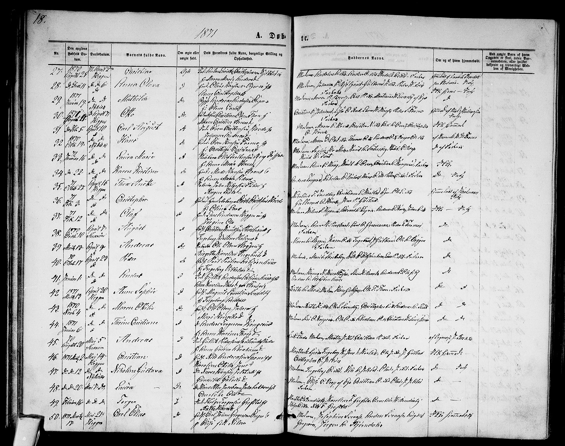 Modum kirkebøker, AV/SAKO-A-234/G/Ga/L0007: Klokkerbok nr. I 7, 1869-1878, s. 18