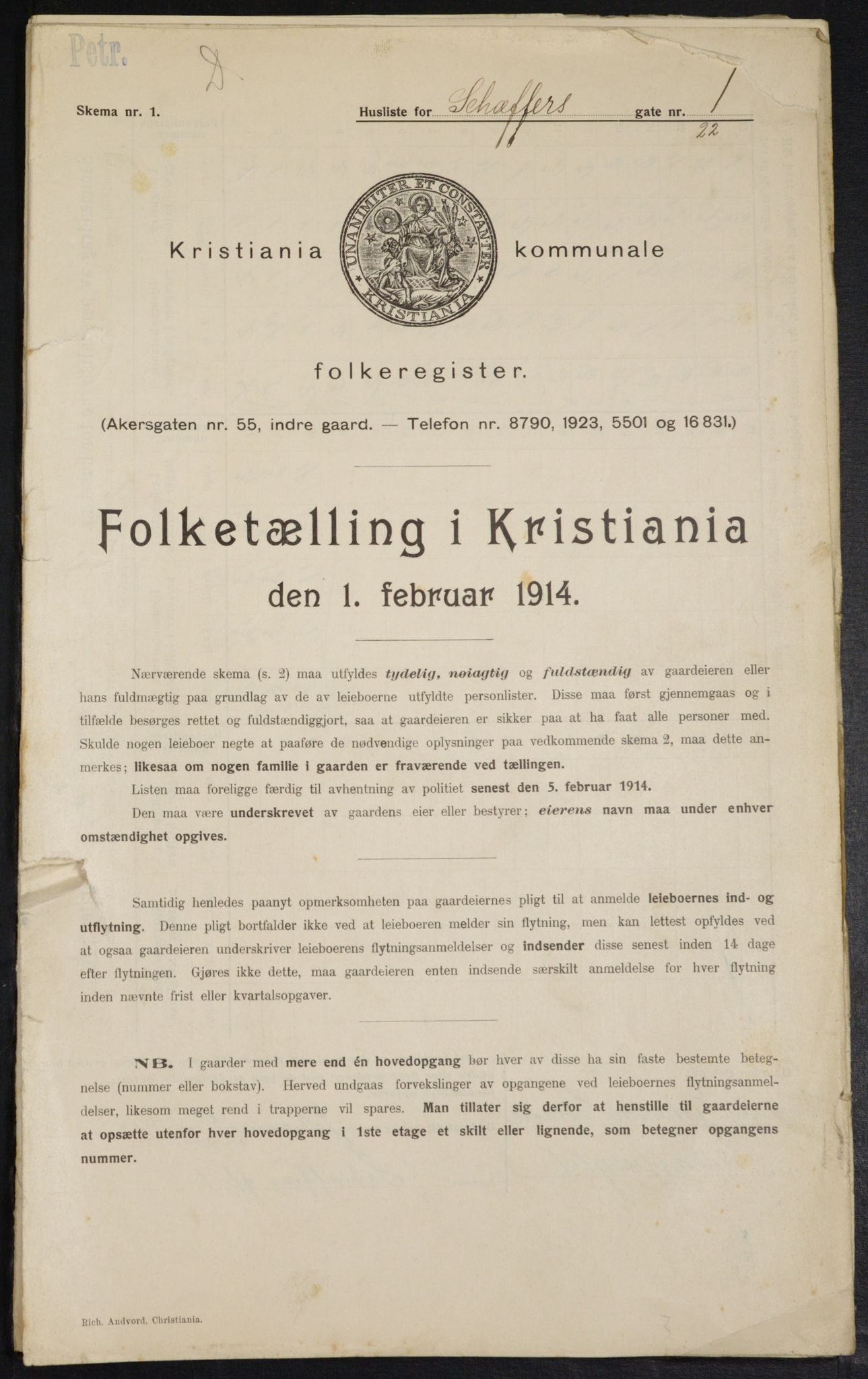 OBA, Kommunal folketelling 1.2.1914 for Kristiania, 1914, s. 92763