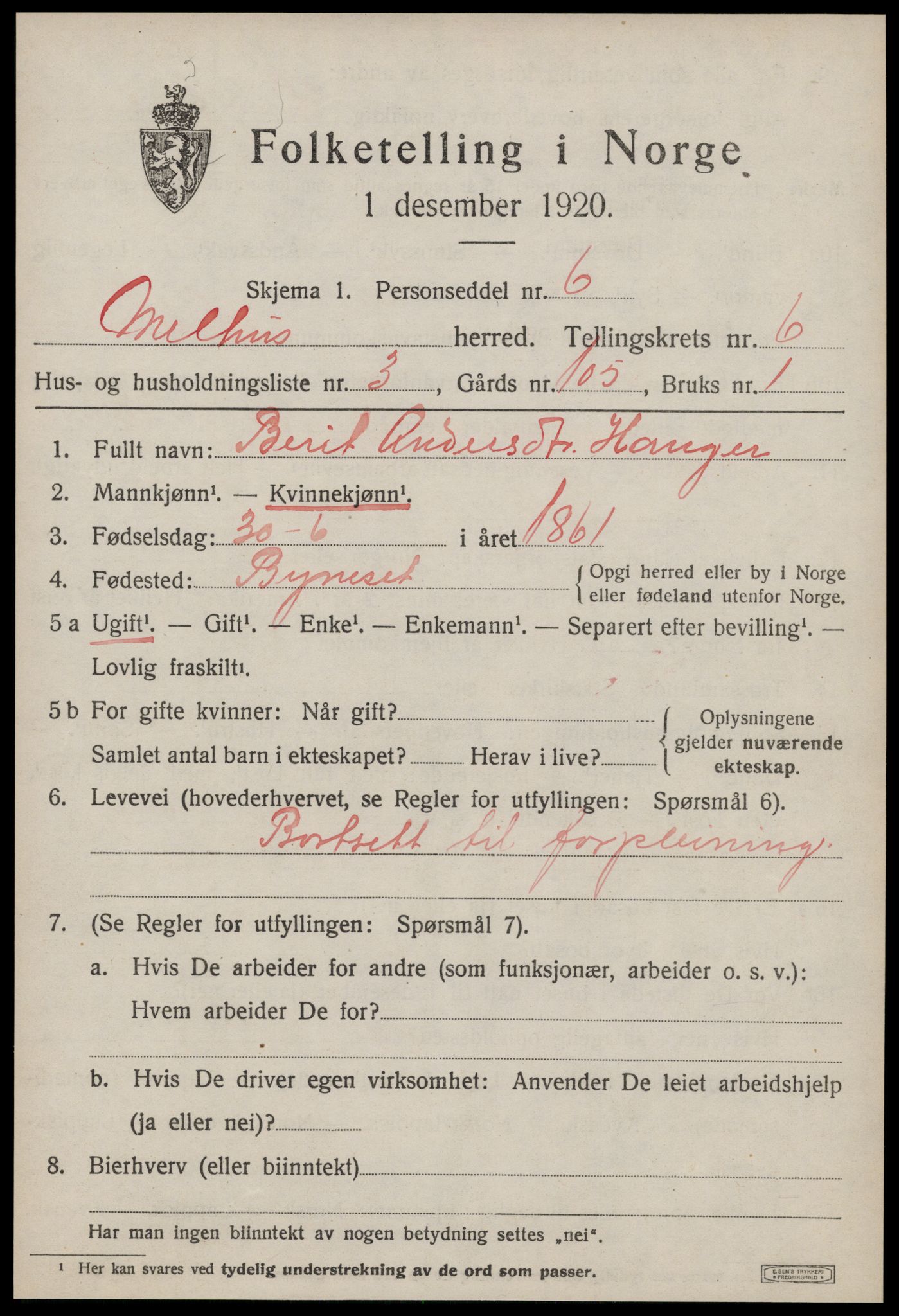 SAT, Folketelling 1920 for 1653 Melhus herred, 1920, s. 6083