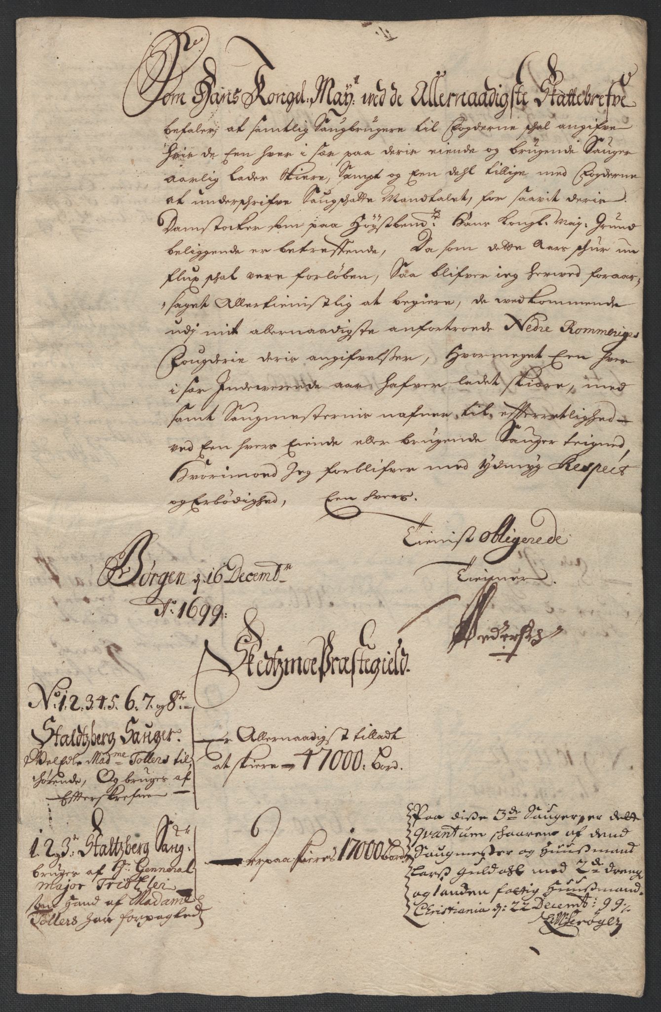 Rentekammeret inntil 1814, Reviderte regnskaper, Fogderegnskap, RA/EA-4092/R11/L0582: Fogderegnskap Nedre Romerike, 1699, s. 310