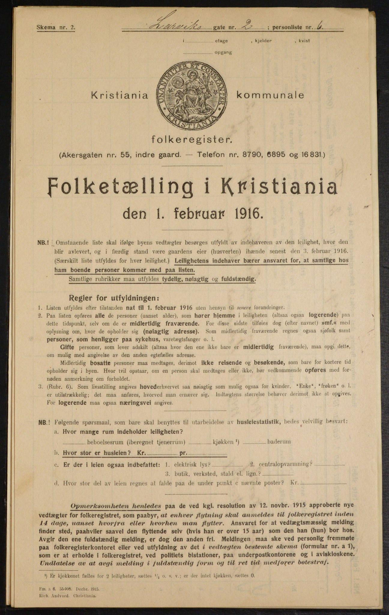 OBA, Kommunal folketelling 1.2.1916 for Kristiania, 1916, s. 58397