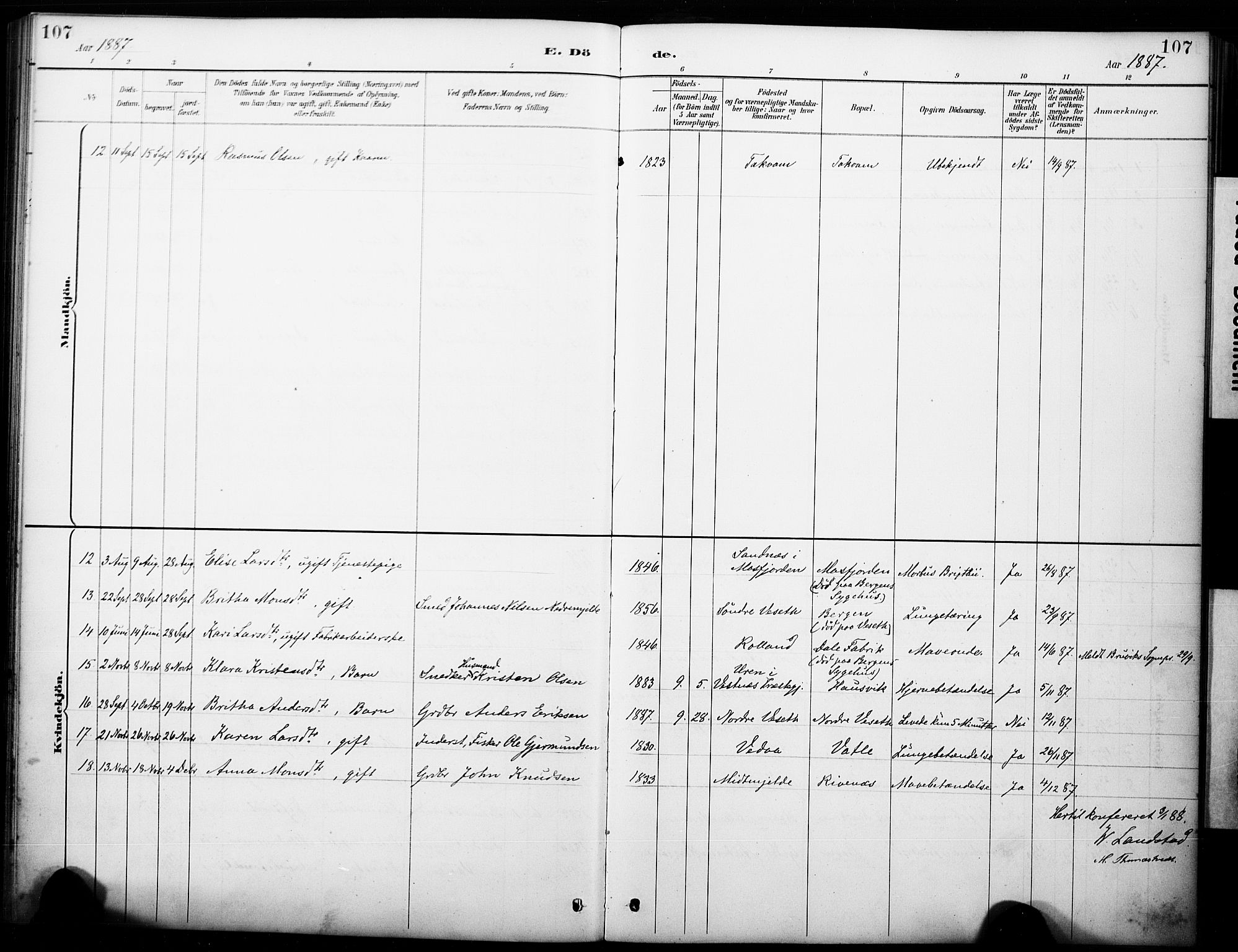Haus sokneprestembete, AV/SAB-A-75601/H/Haa: Ministerialbok nr. B 1, 1887-1898, s. 107