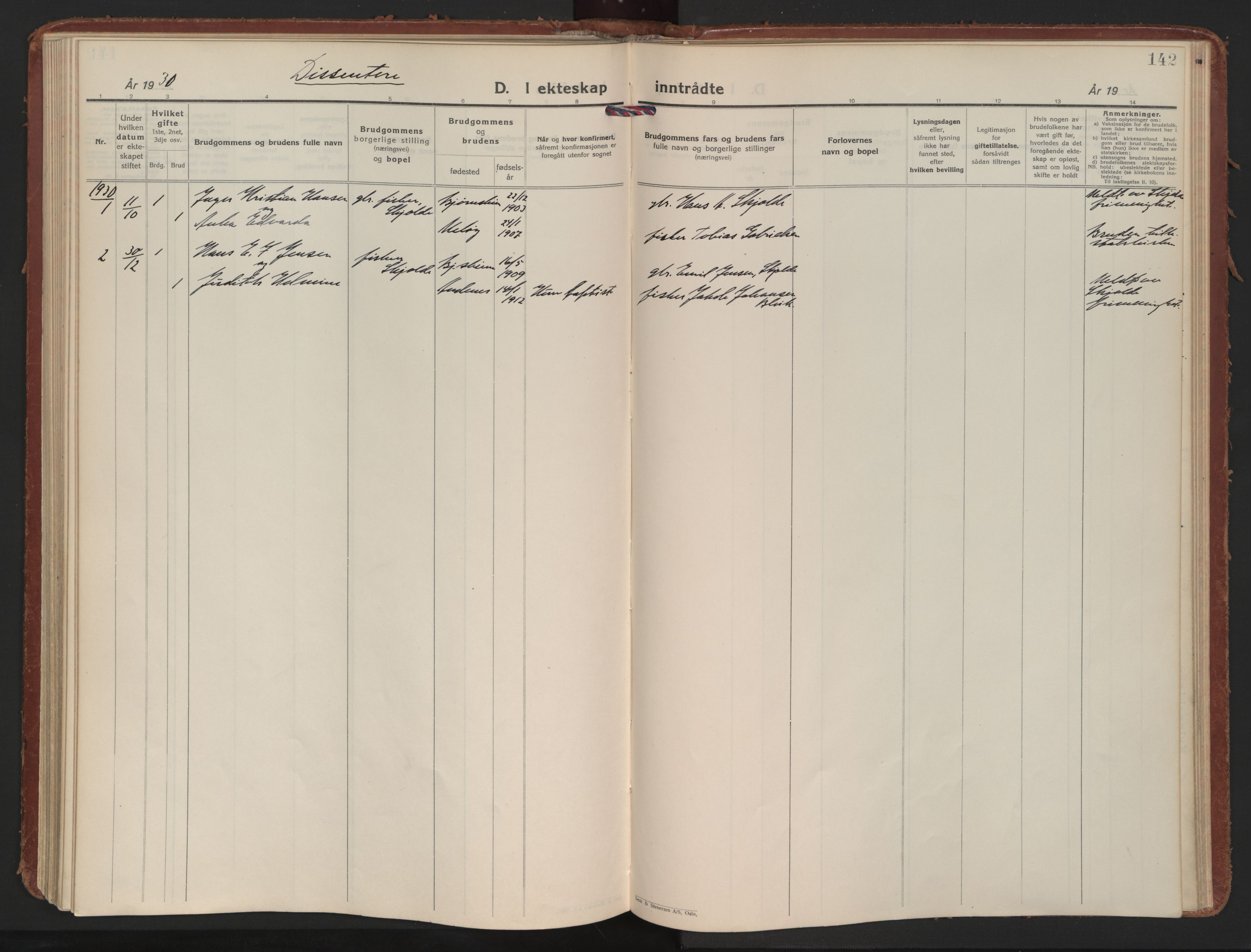 Ministerialprotokoller, klokkerbøker og fødselsregistre - Nordland, AV/SAT-A-1459/898/L1424: Ministerialbok nr. 898A04, 1928-1946, s. 142