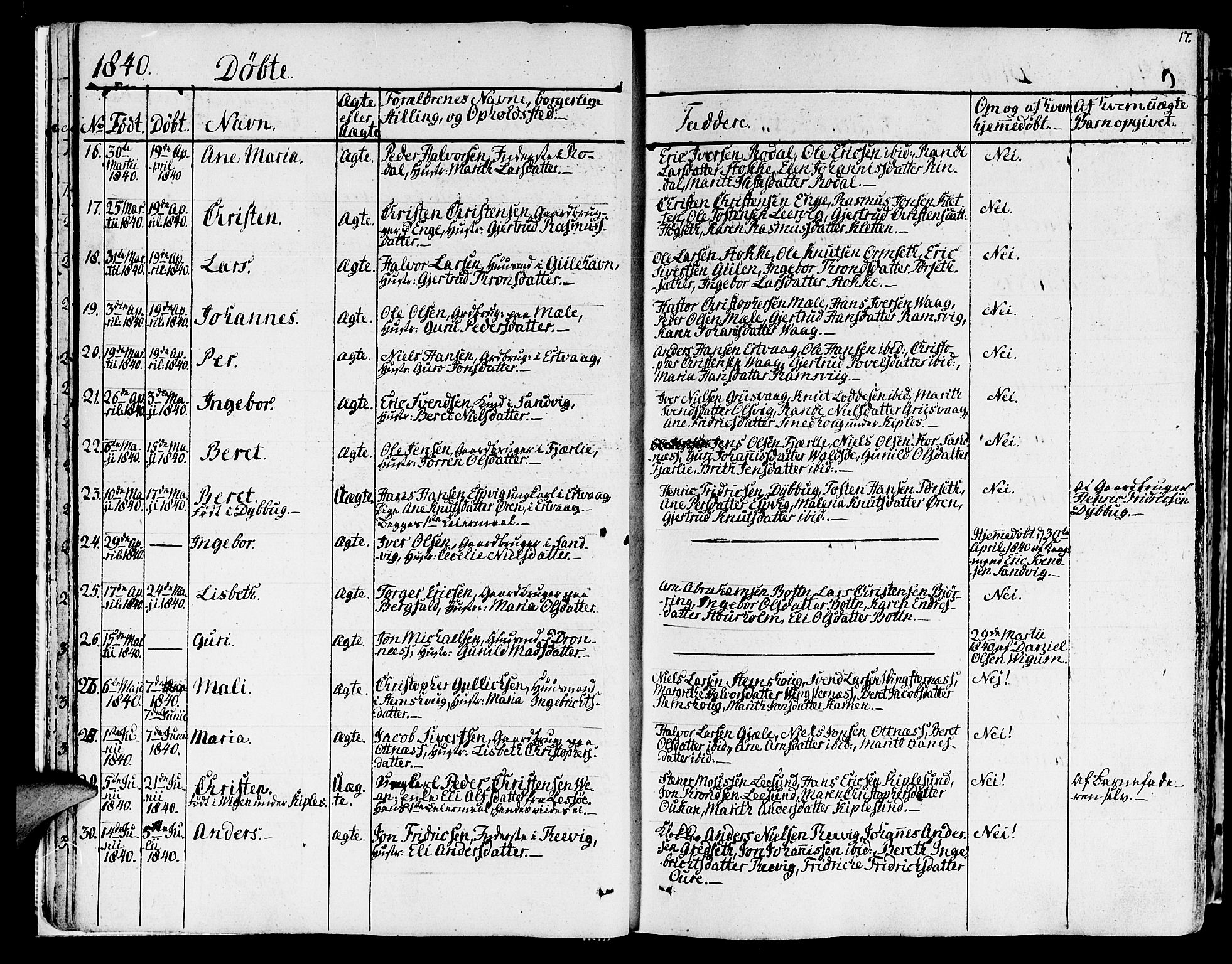 Ministerialprotokoller, klokkerbøker og fødselsregistre - Møre og Romsdal, SAT/A-1454/578/L0904: Ministerialbok nr. 578A03, 1836-1858, s. 17