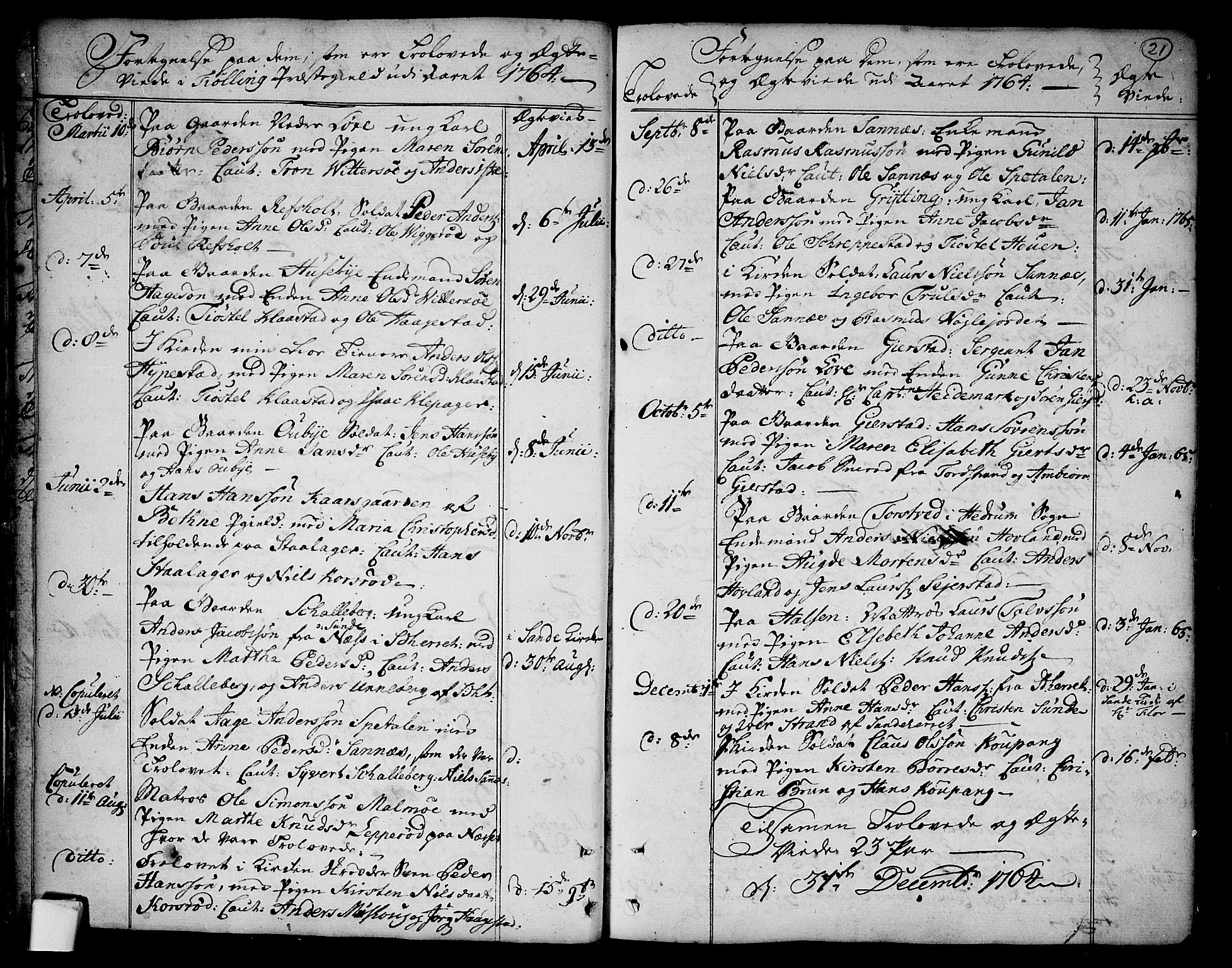 Tjølling kirkebøker, SAKO/A-60/F/Fa/L0003: Ministerialbok nr. 3, 1735-1778, s. 21