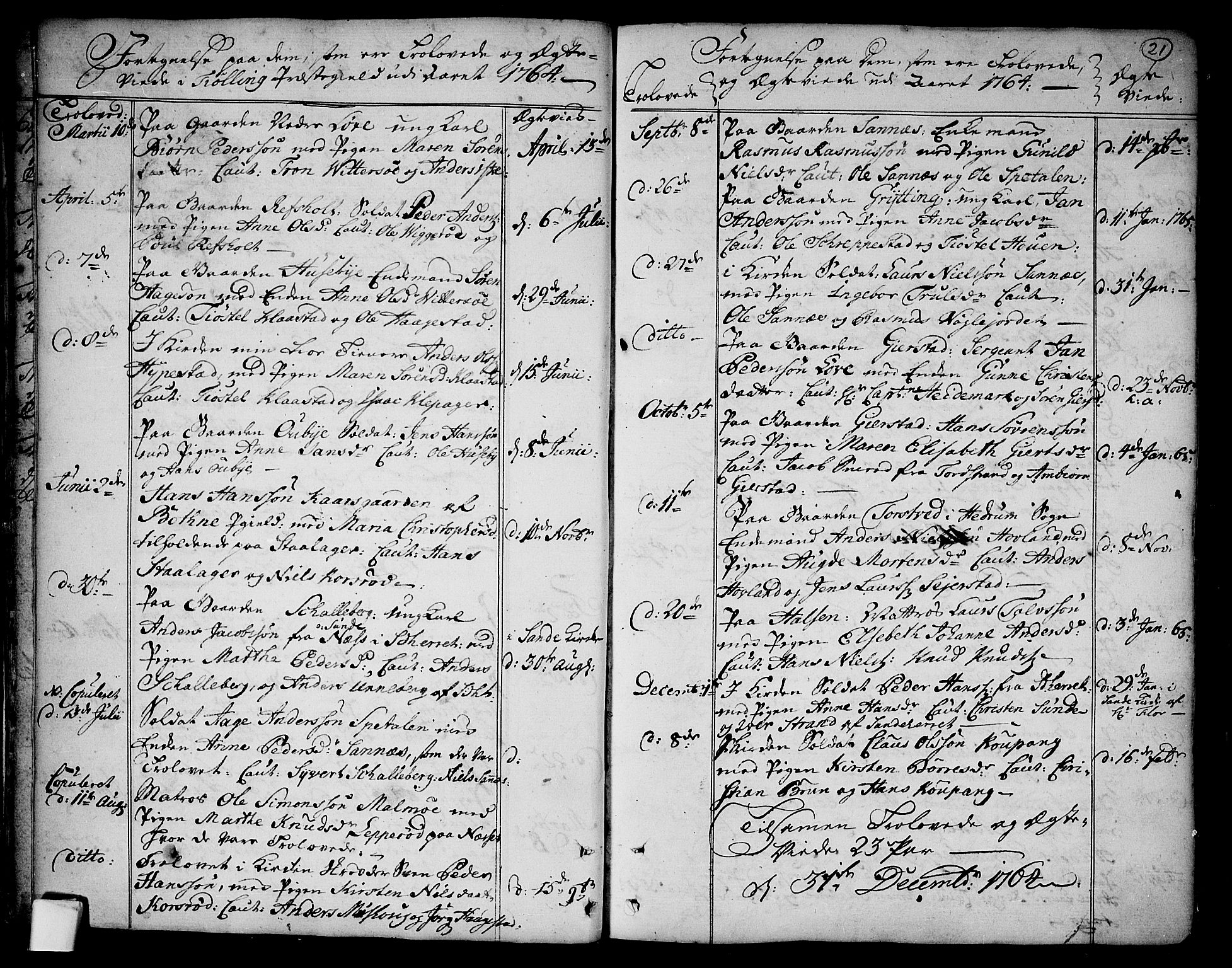 Tjølling kirkebøker, AV/SAKO-A-60/F/Fa/L0003: Ministerialbok nr. 3, 1735-1778, s. 21