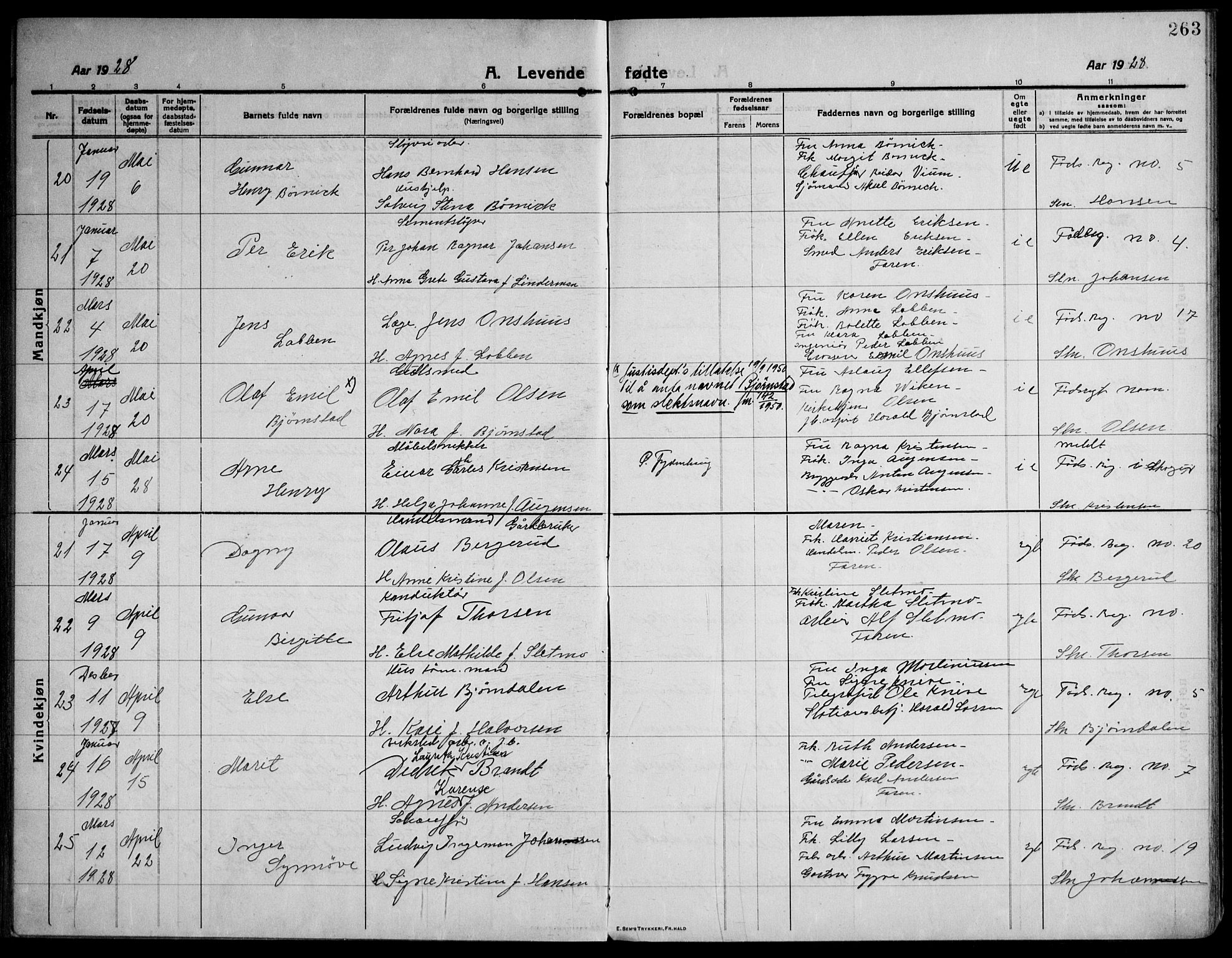 Strømsø kirkebøker, AV/SAKO-A-246/F/Fa/L0029: Ministerialbok nr. I 27, 1915-1930, s. 263