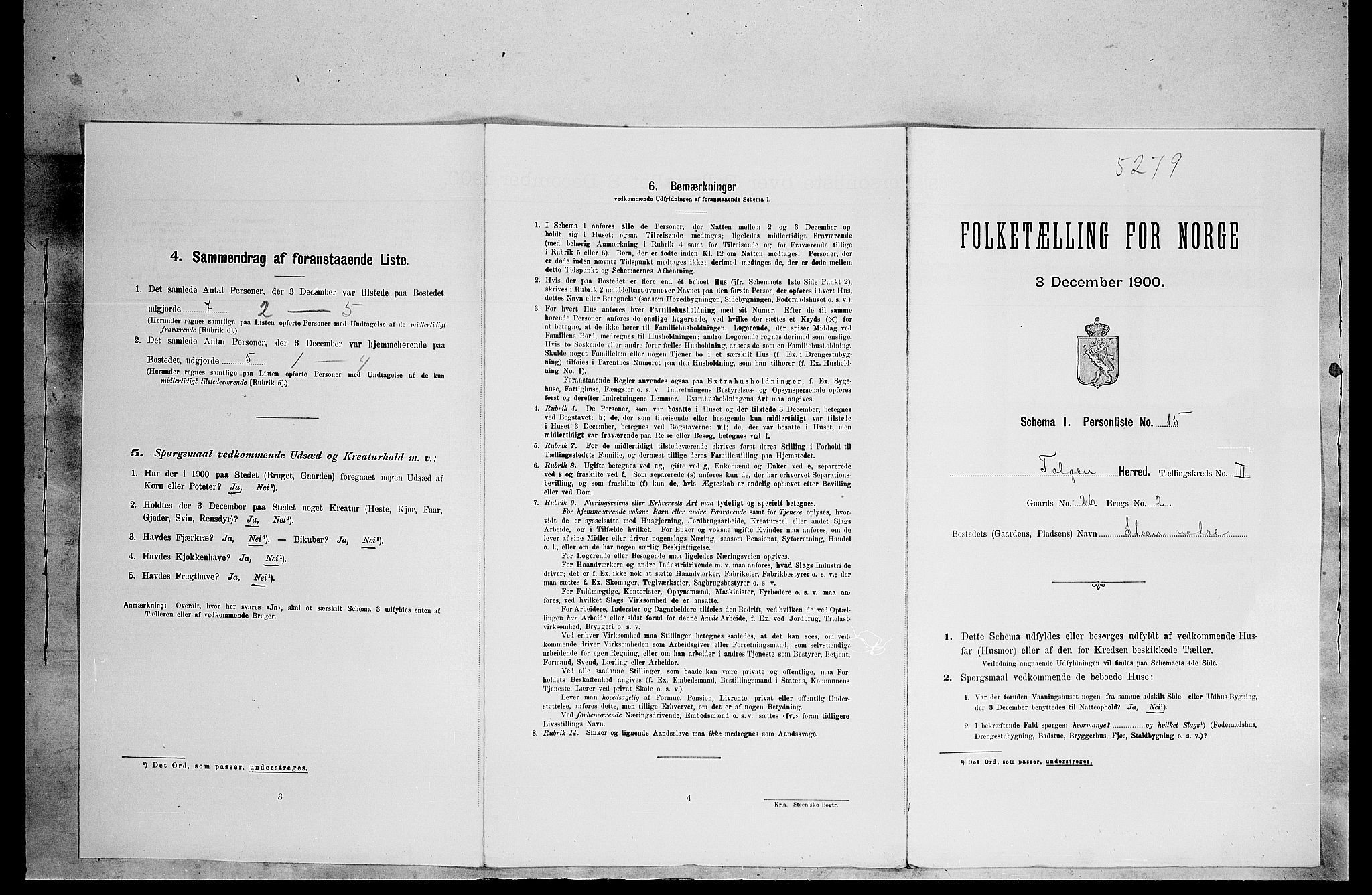 SAH, Folketelling 1900 for 0436 Tolga herred, 1900, s. 324