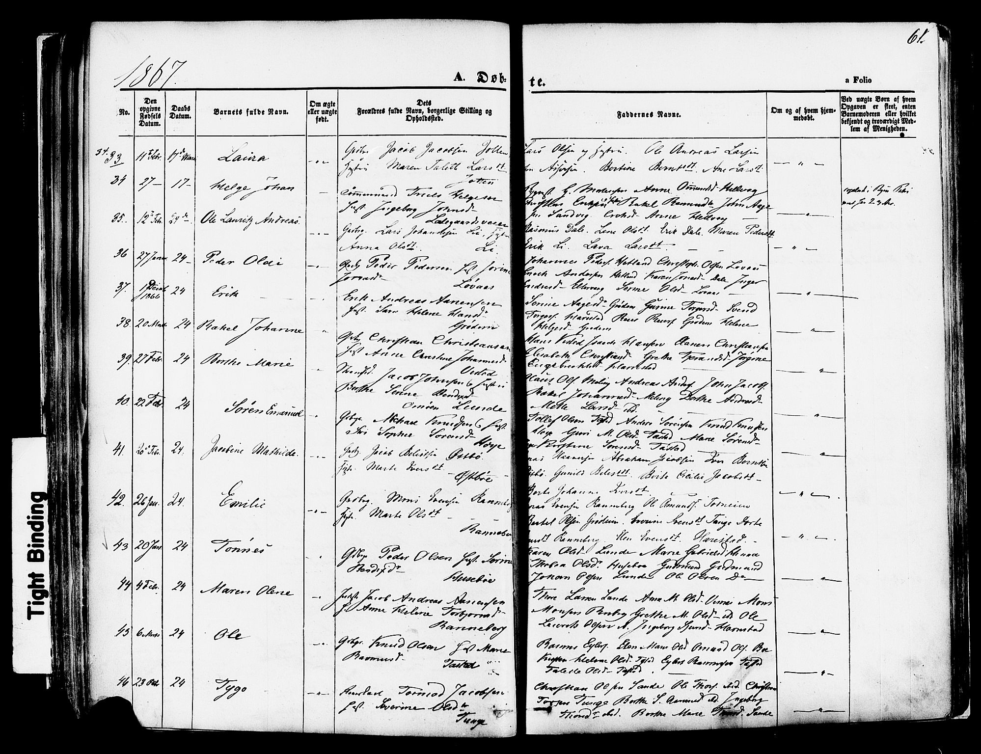 Hetland sokneprestkontor, AV/SAST-A-101826/30/30BA/L0003: Ministerialbok nr. A 3, 1862-1876, s. 61
