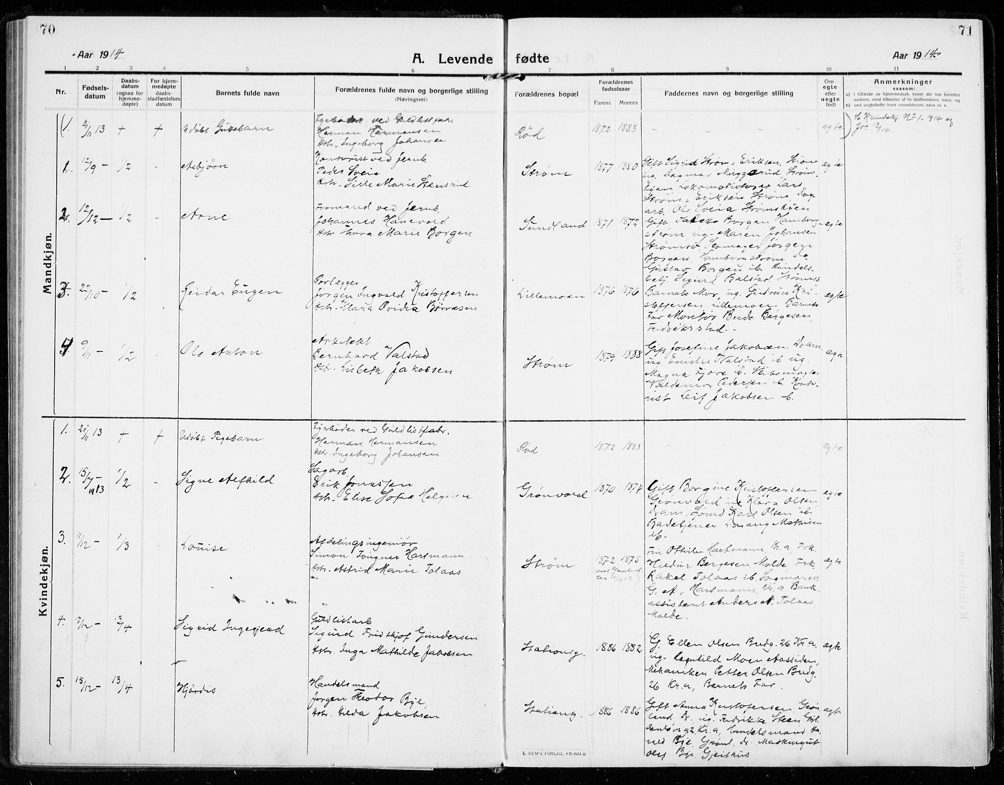 Strømsgodset kirkebøker, AV/SAKO-A-324/F/Fa/L0002: Ministerialbok nr. 2, 1910-1920, s. 70-71