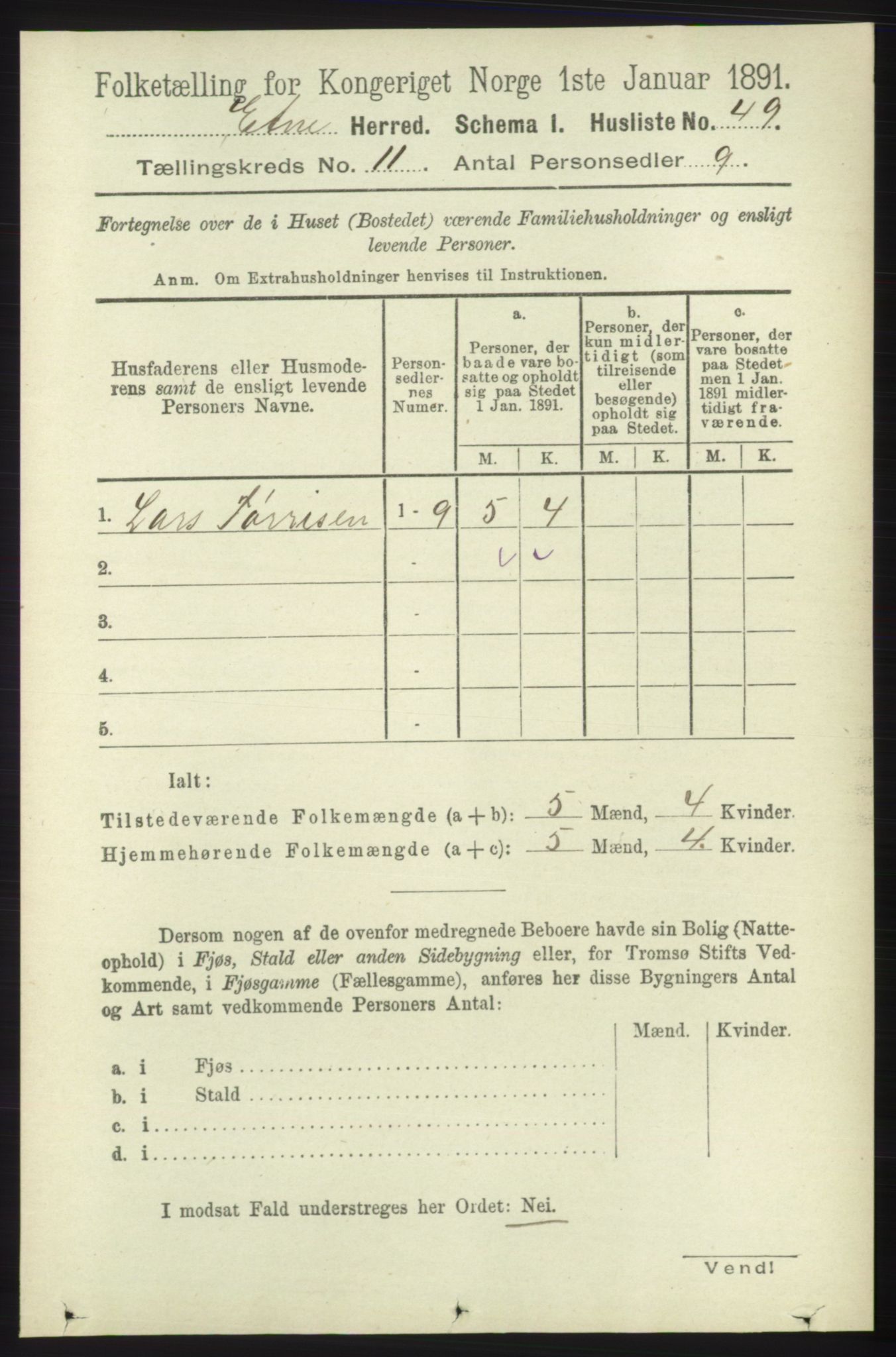 RA, Folketelling 1891 for 1211 Etne herred, 1891, s. 2251