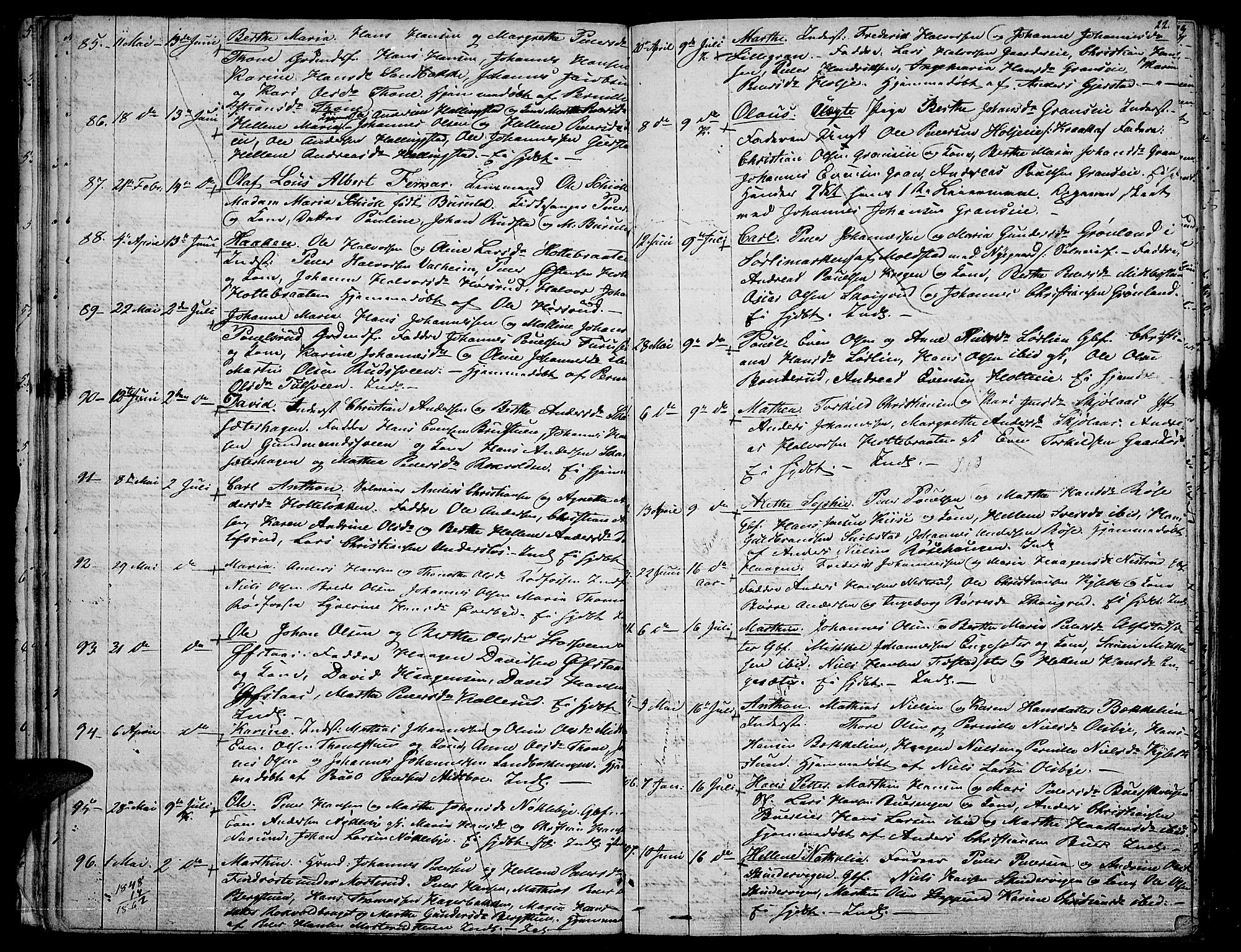 Vestre Toten prestekontor, AV/SAH-PREST-108/H/Ha/Hab/L0003: Klokkerbok nr. 3, 1846-1854, s. 22