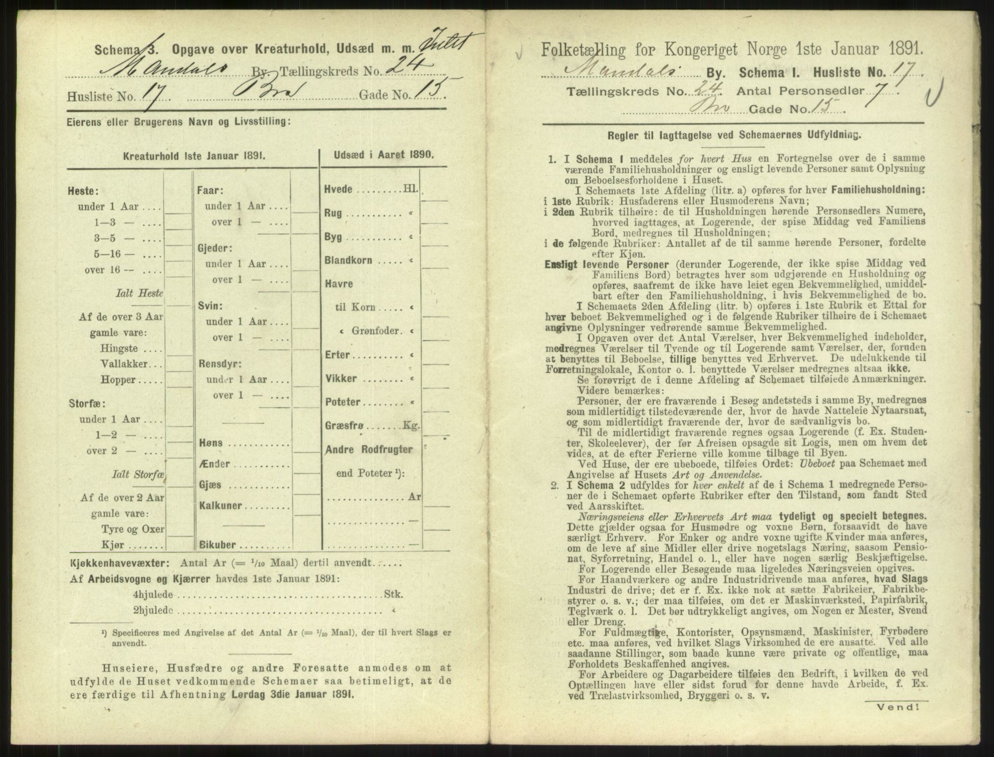 RA, Folketelling 1891 for 1002 Mandal ladested, 1891, s. 1097