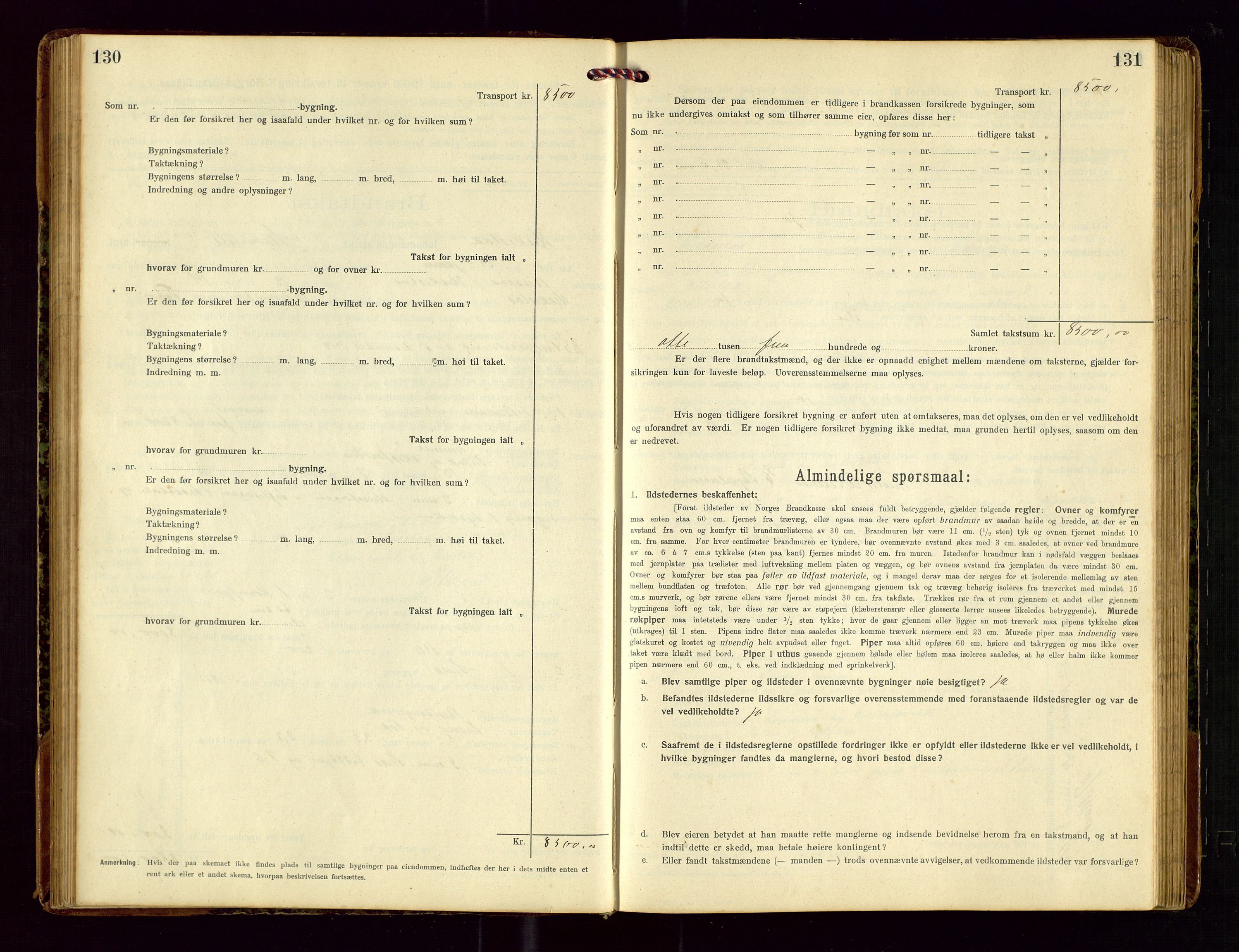 Heskestad lensmannskontor, SAST/A-100304/Gob/L0002: "Brandtakstprotokol", 1915-1922, s. 130-131