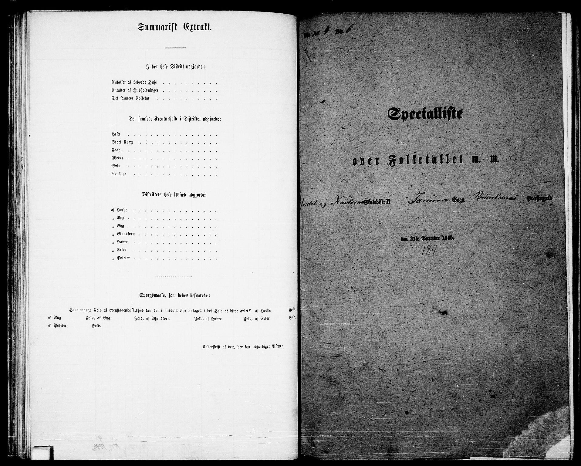 RA, Folketelling 1865 for 0726P Brunlanes prestegjeld, 1865, s. 81