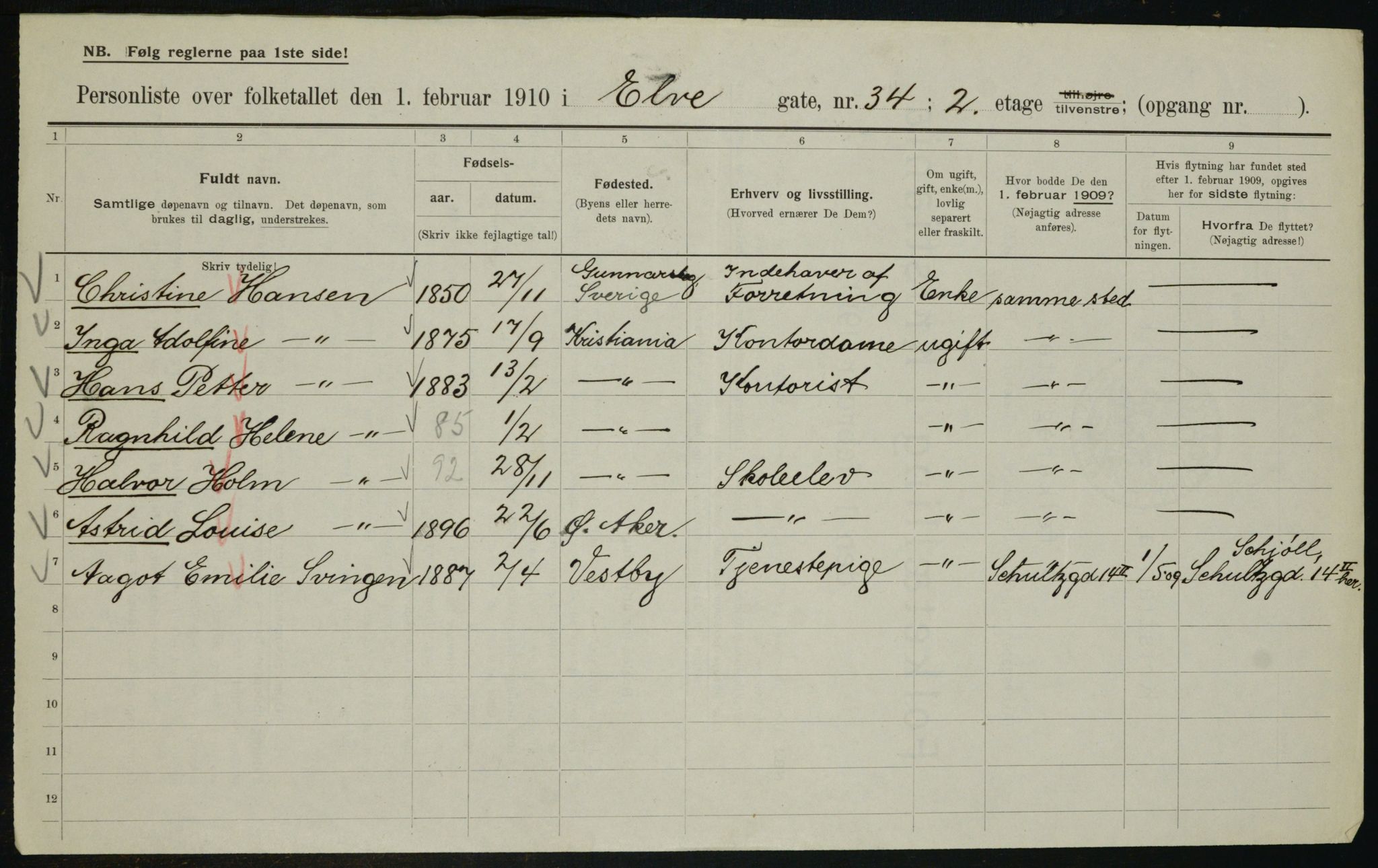 OBA, Kommunal folketelling 1.2.1910 for Kristiania, 1910, s. 19205