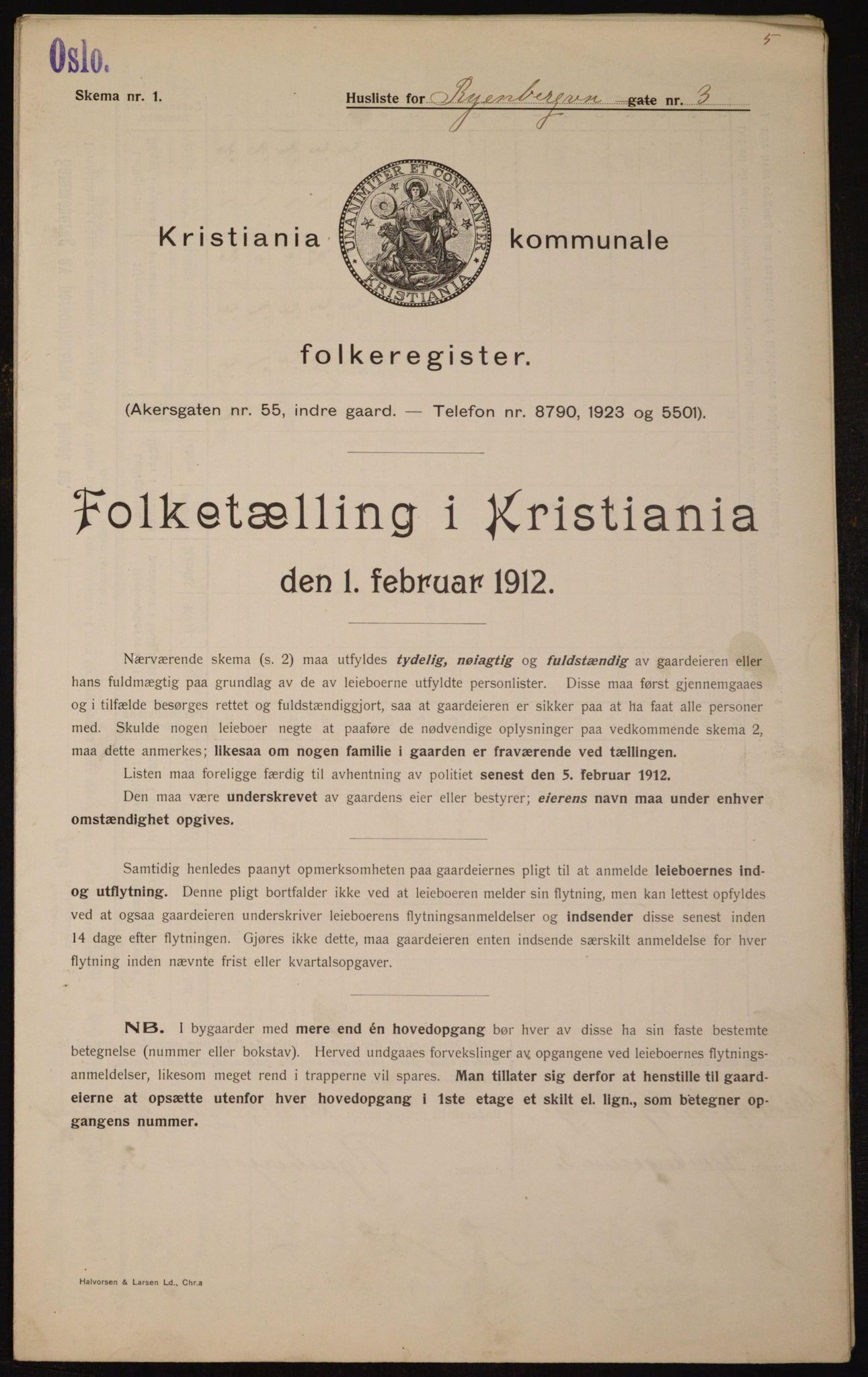 OBA, Kommunal folketelling 1.2.1912 for Kristiania, 1912, s. 85840