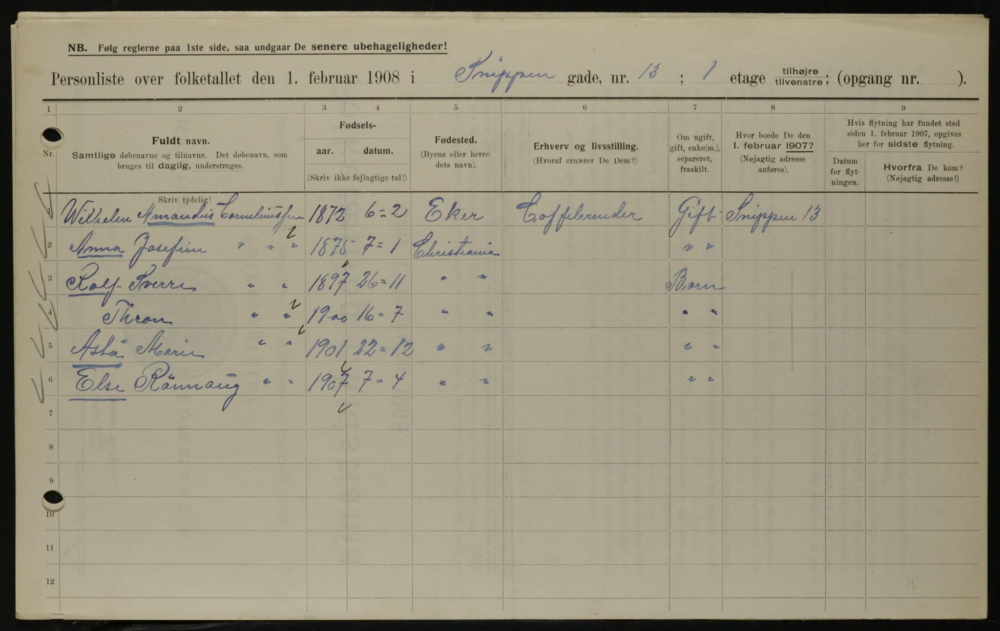 OBA, Kommunal folketelling 1.2.1908 for Kristiania kjøpstad, 1908, s. 88268