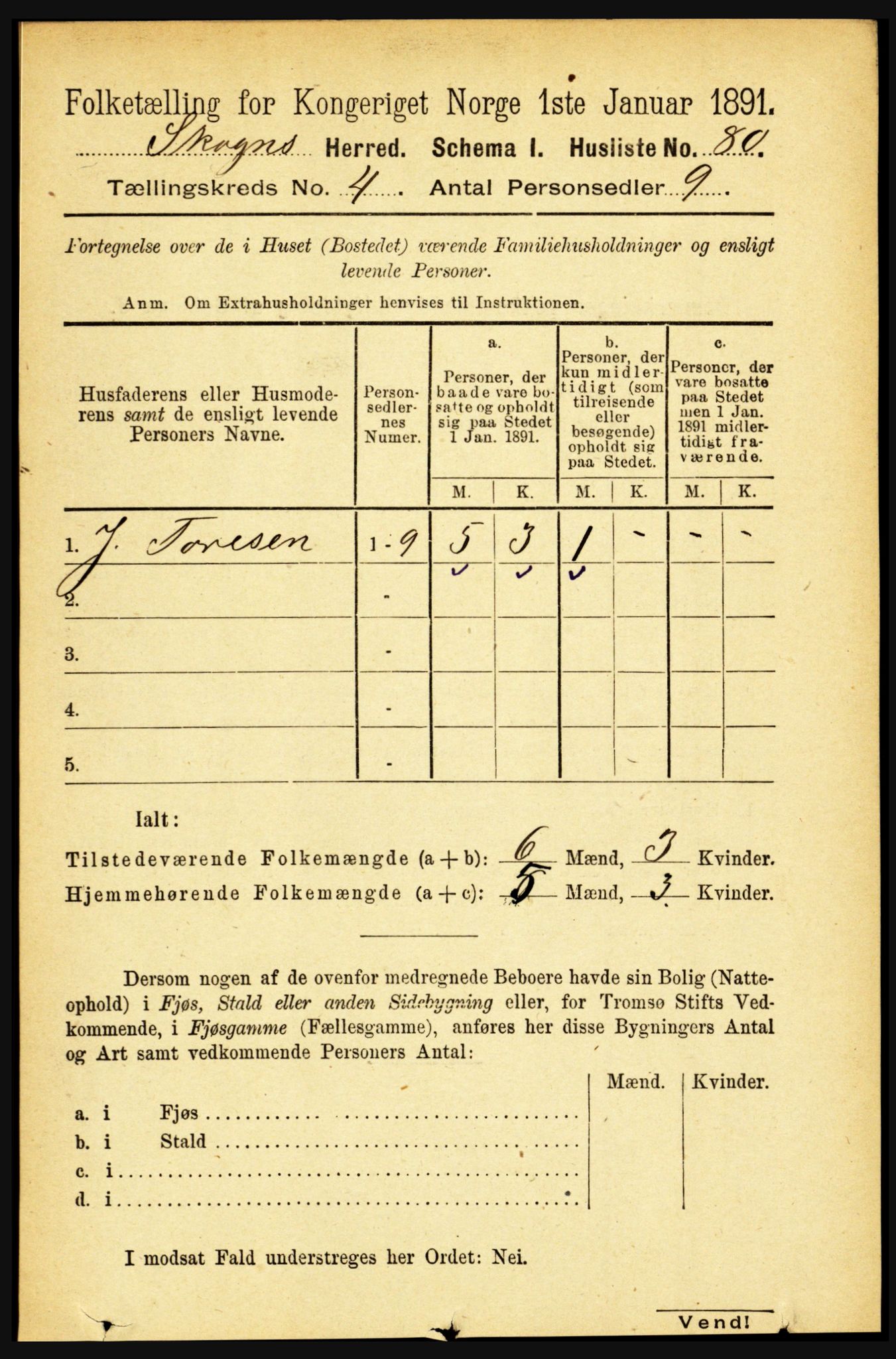 RA, Folketelling 1891 for 1719 Skogn herred, 1891, s. 2347