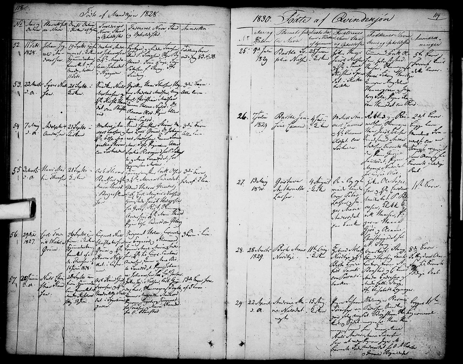 Halden prestekontor Kirkebøker, AV/SAO-A-10909/F/Fa/L0004: Ministerialbok nr. I 4, 1823-1834, s. 118-119