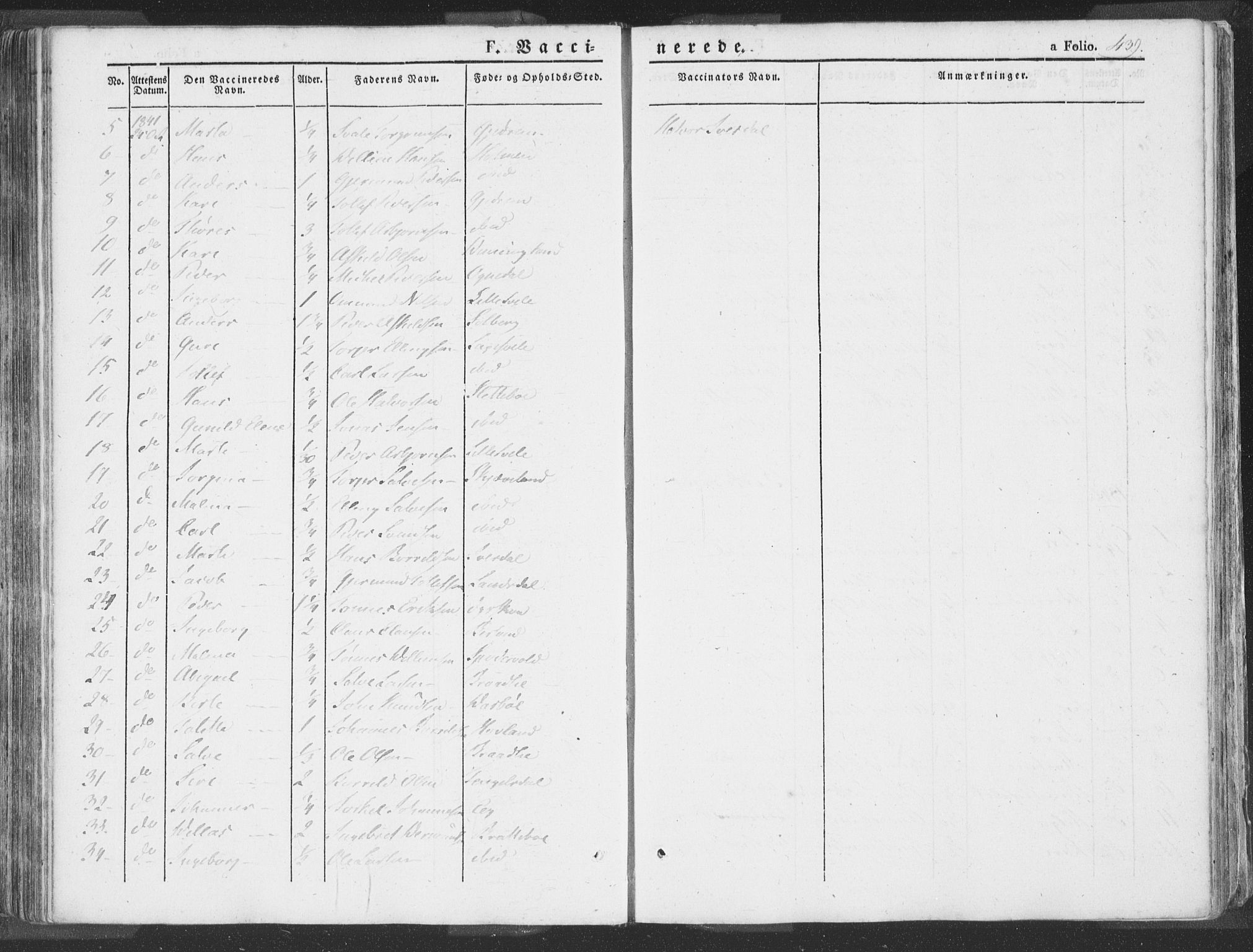 Helleland sokneprestkontor, SAST/A-101810: Ministerialbok nr. A 6.2, 1834-1863, s. 439