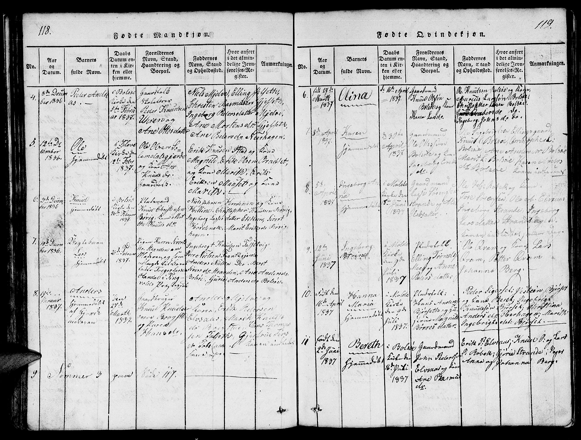 Ministerialprotokoller, klokkerbøker og fødselsregistre - Møre og Romsdal, AV/SAT-A-1454/555/L0665: Klokkerbok nr. 555C01, 1818-1868, s. 118-119