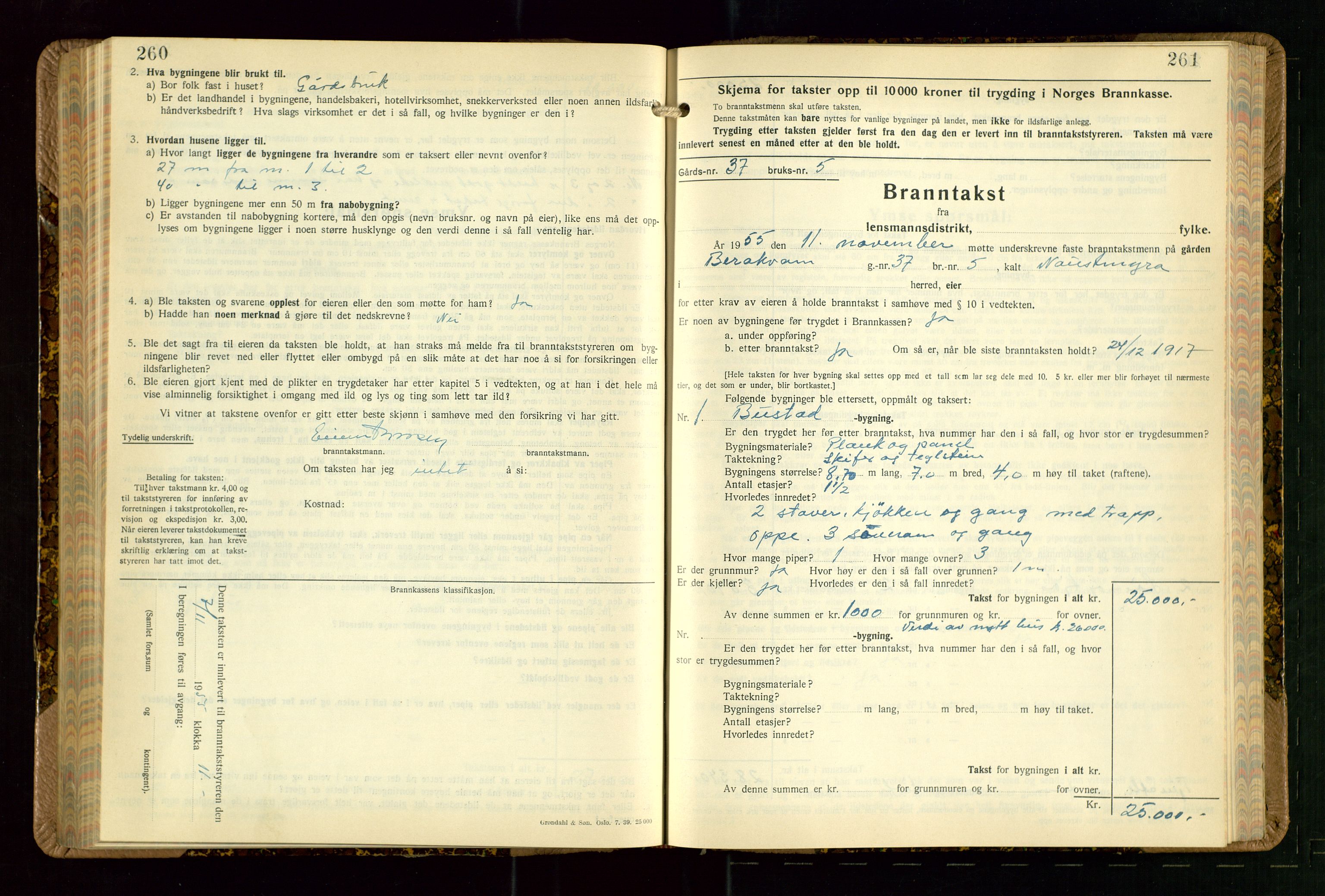 Jelsa lensmannskontor, AV/SAST-A-100360/Gob/L0003: "Branntakstprotokoll", 1942-1955, s. 260-261