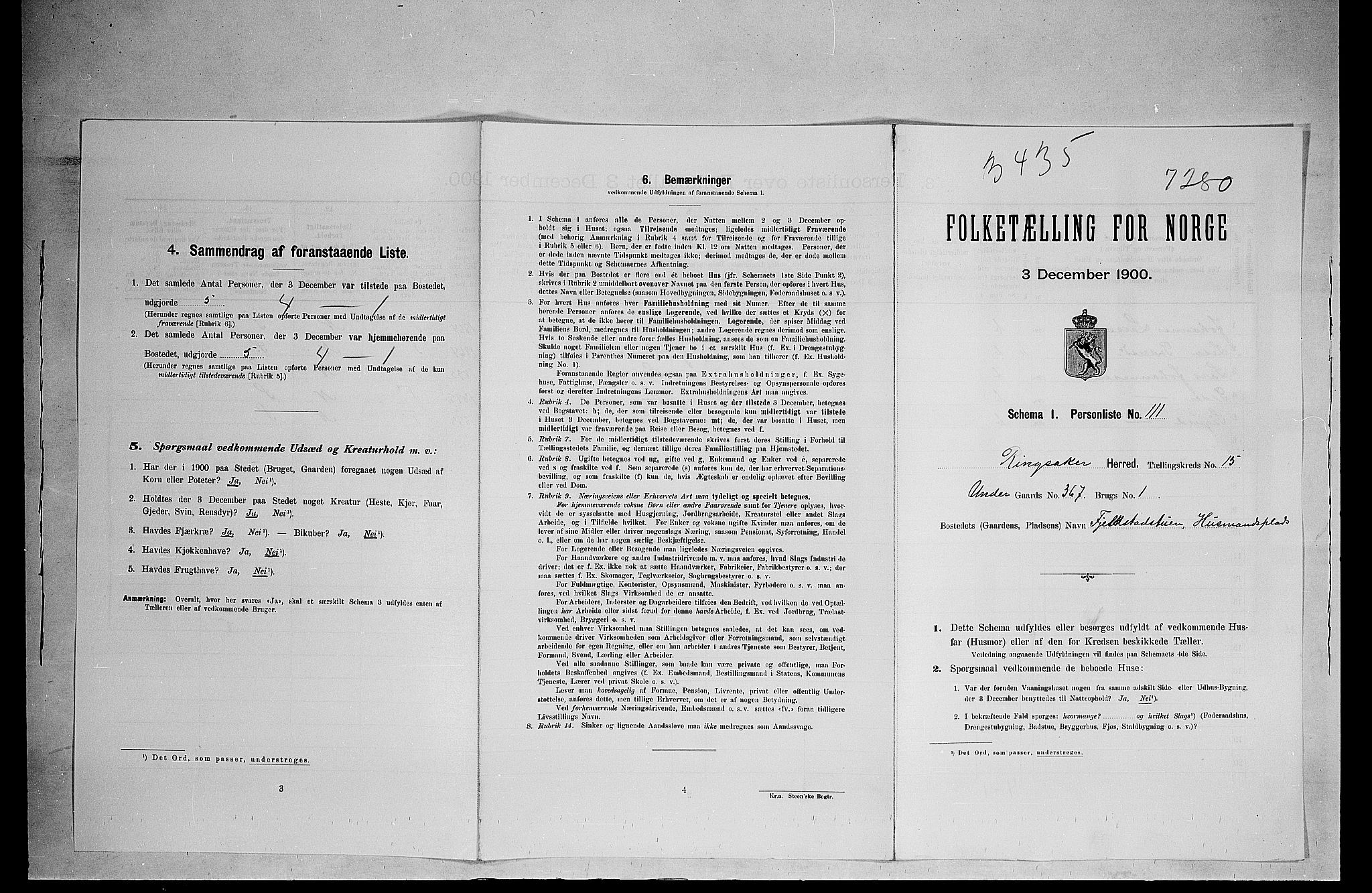 SAH, Folketelling 1900 for 0412 Ringsaker herred, 1900, s. 258
