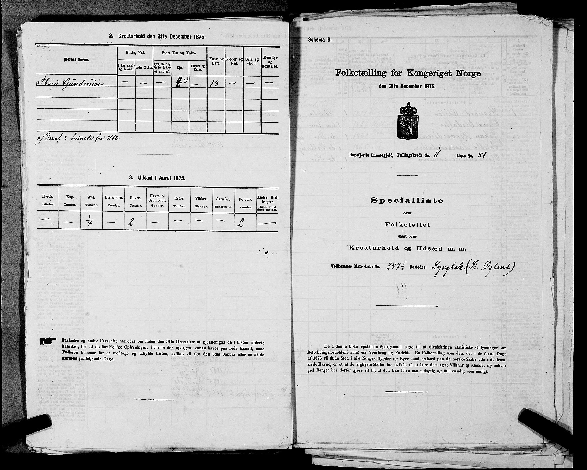 SAST, Folketelling 1875 for 1128P Høgsfjord prestegjeld, 1875, s. 997