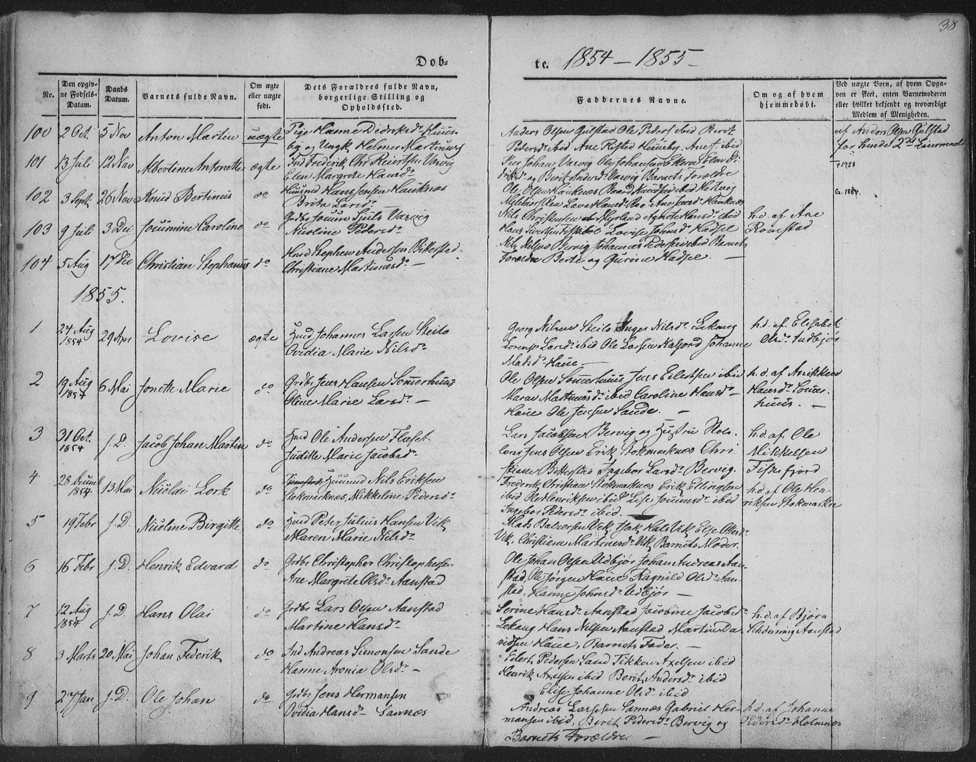 Ministerialprotokoller, klokkerbøker og fødselsregistre - Nordland, SAT/A-1459/888/L1241: Ministerialbok nr. 888A07, 1849-1869, s. 38
