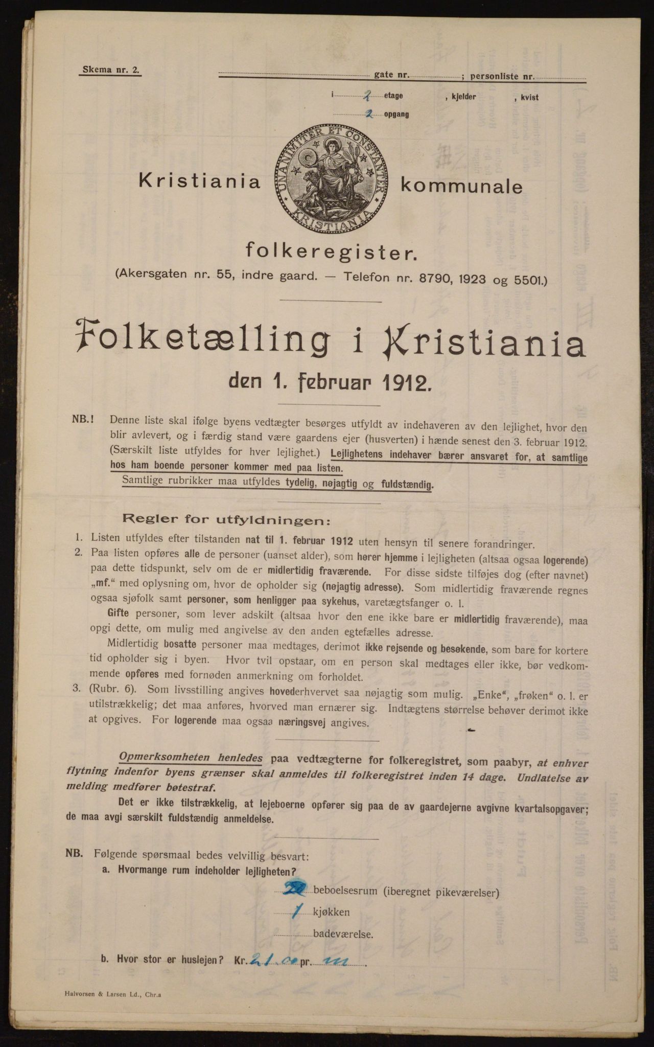 OBA, Kommunal folketelling 1.2.1912 for Kristiania, 1912, s. 7579