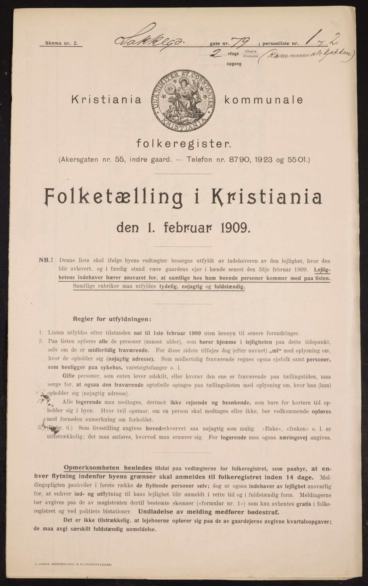 OBA, Kommunal folketelling 1.2.1909 for Kristiania kjøpstad, 1909, s. 51382