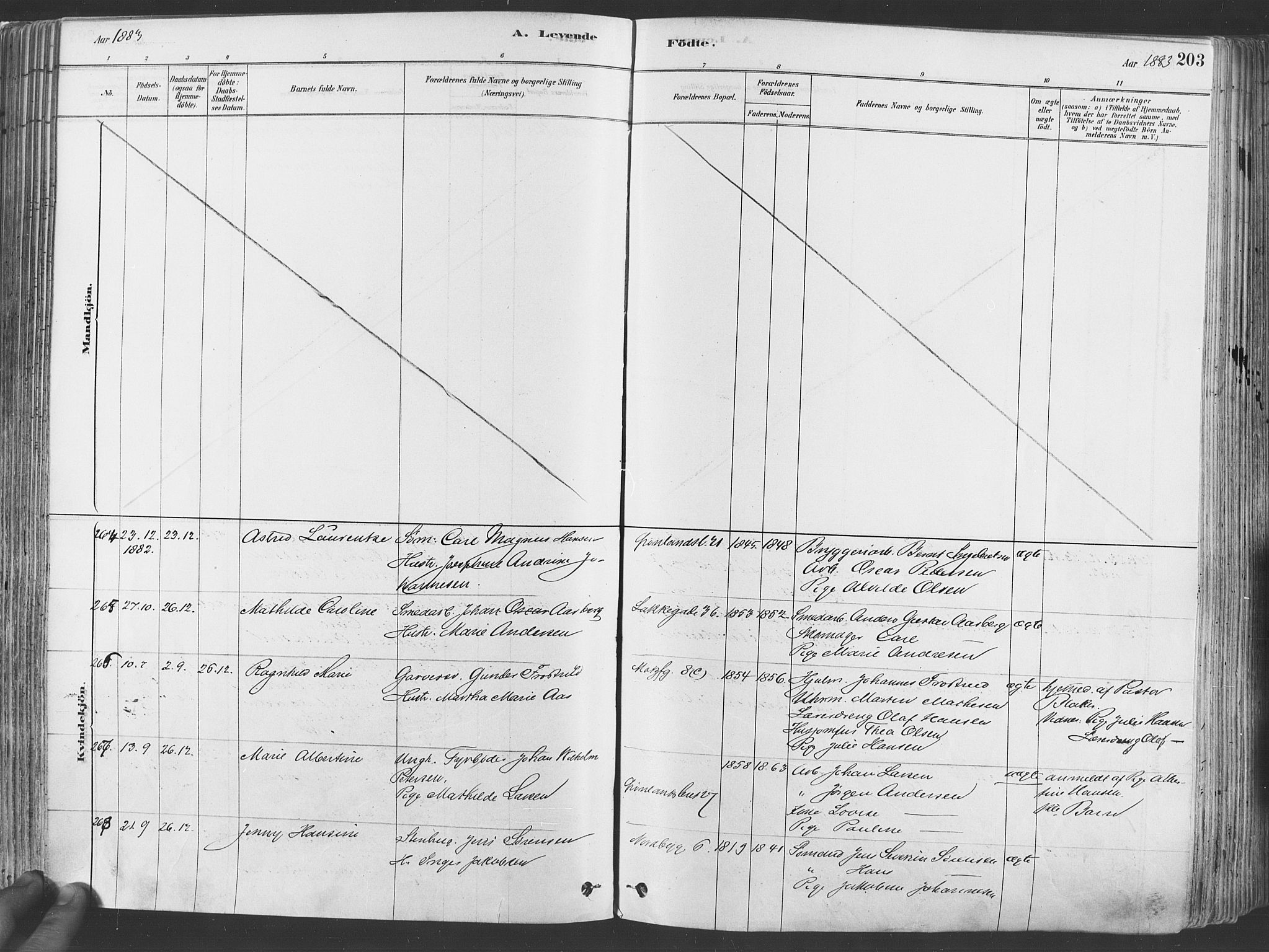 Grønland prestekontor Kirkebøker, SAO/A-10848/F/Fa/L0007: Ministerialbok nr. 7, 1878-1888, s. 203