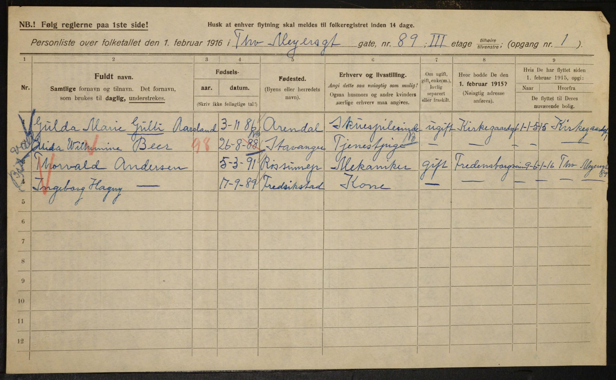 OBA, Kommunal folketelling 1.2.1916 for Kristiania, 1916, s. 114410