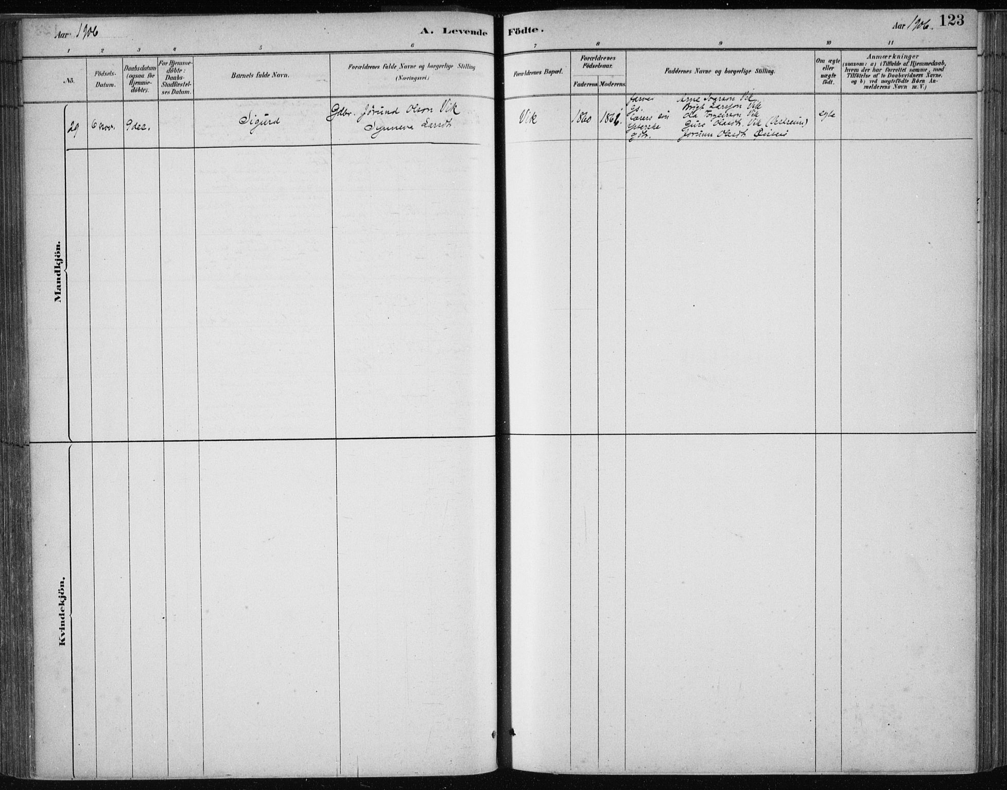Kvam sokneprestembete, AV/SAB-A-76201/H/Haa: Ministerialbok nr. C  1, 1880-1906, s. 123