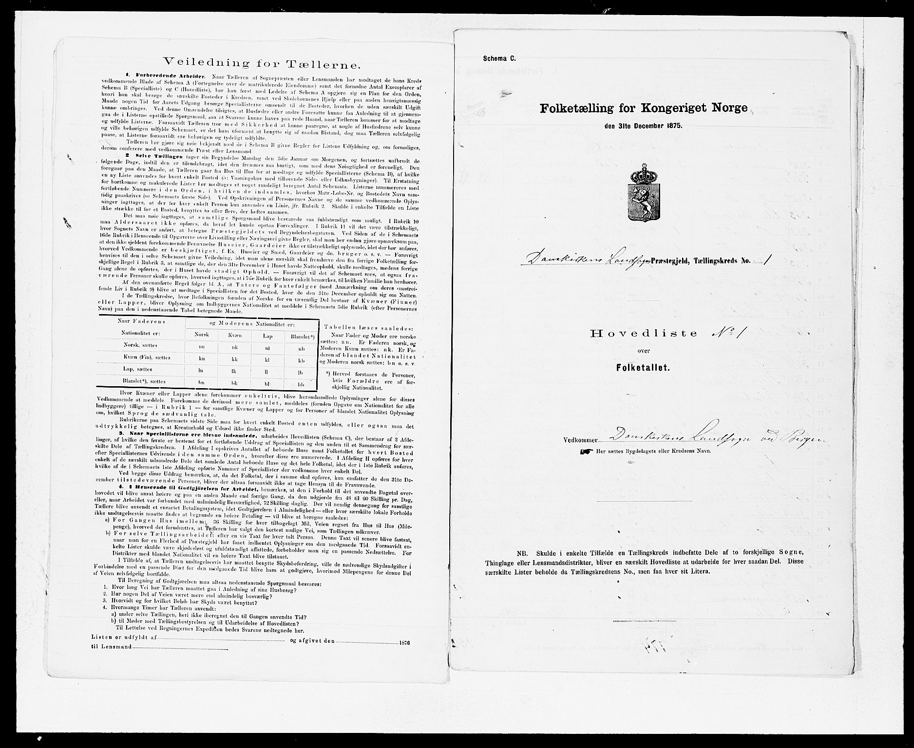 SAB, Folketelling 1875 for 1281L Bergen landdistrikt, Domkirkens landsokn og Sandvikens landsokn, 1875, s. 4