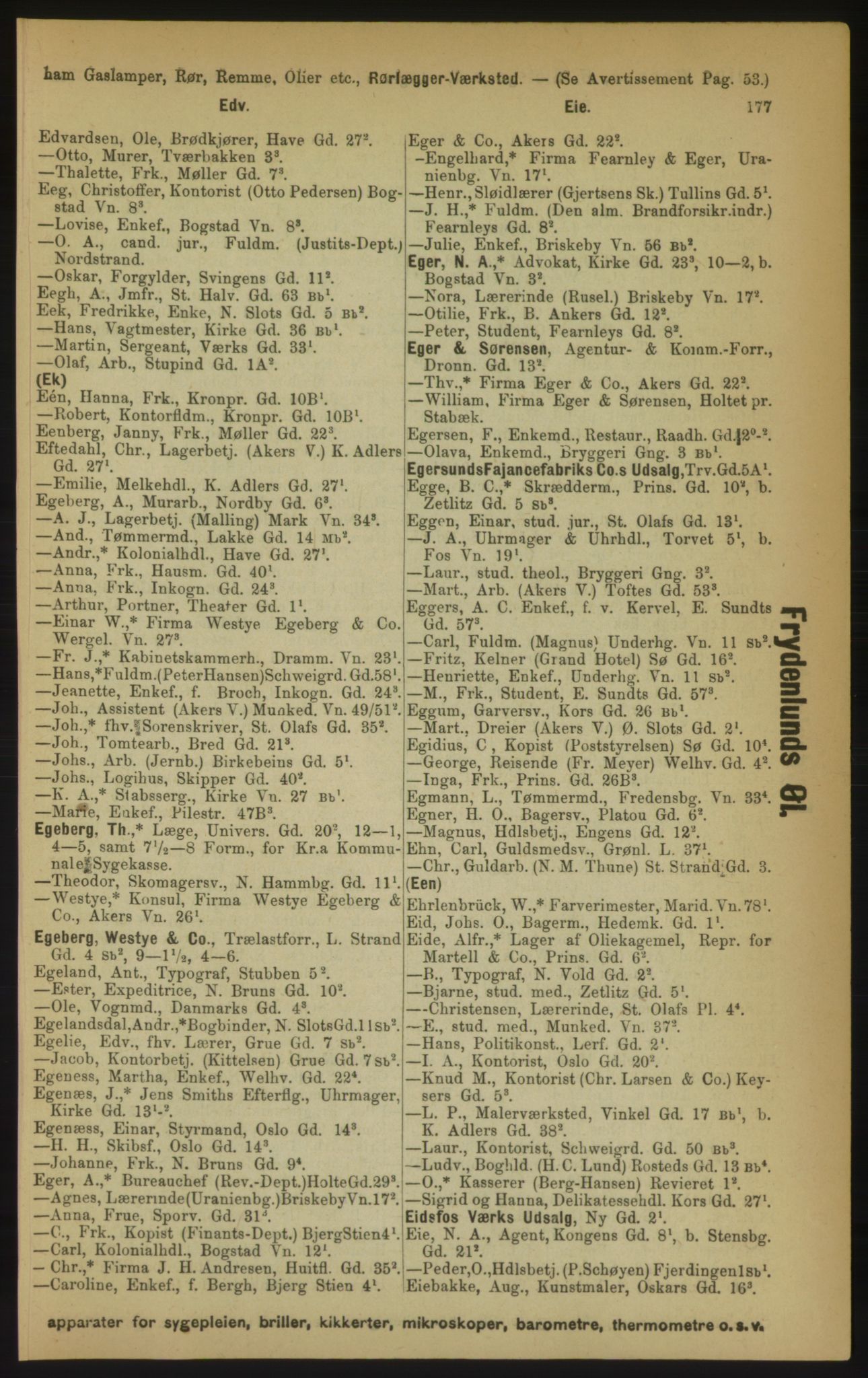 Kristiania/Oslo adressebok, PUBL/-, 1891, s. 177