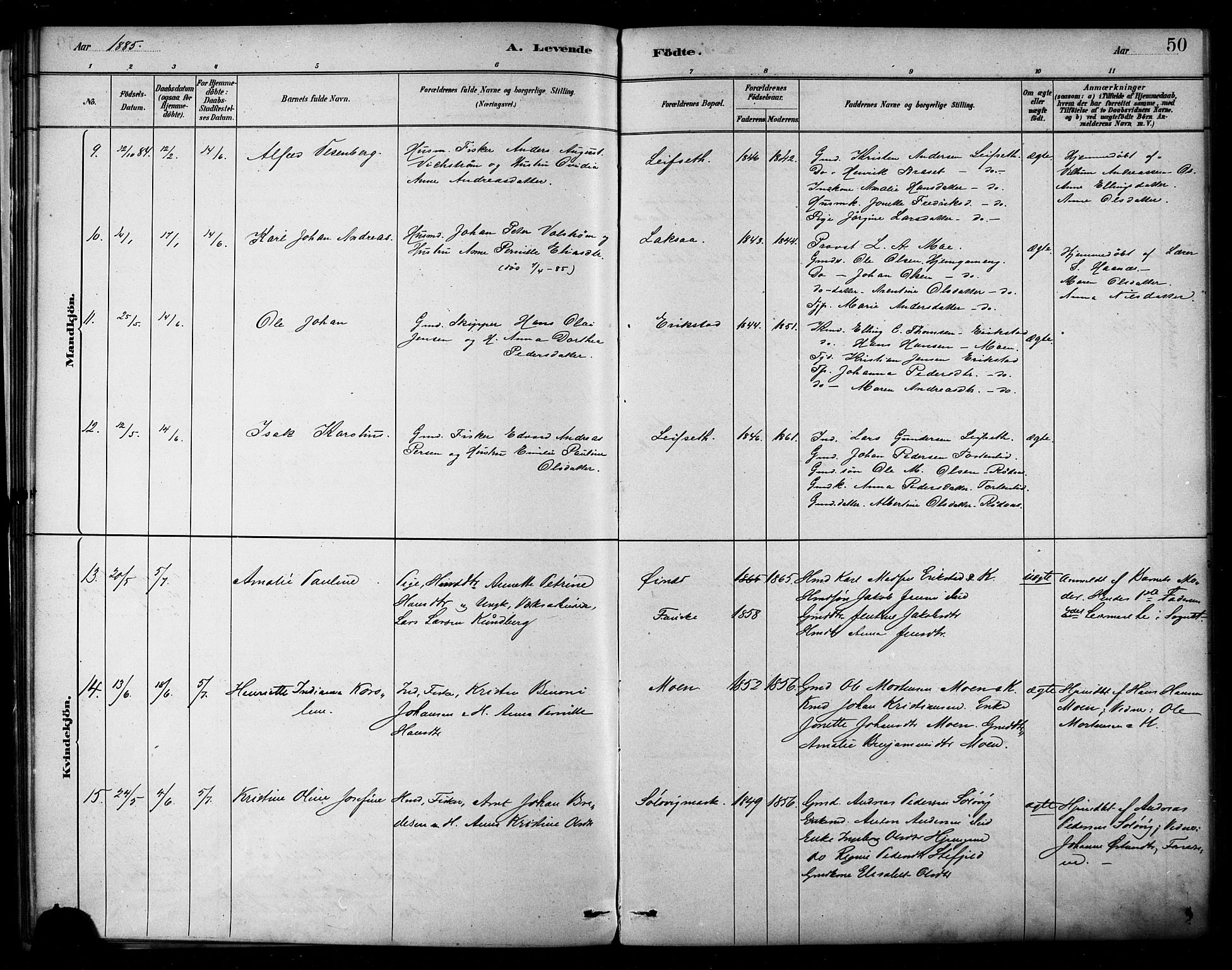 Ministerialprotokoller, klokkerbøker og fødselsregistre - Nordland, AV/SAT-A-1459/849/L0689: Ministerialbok nr. 849A01, 1879-1889, s. 50