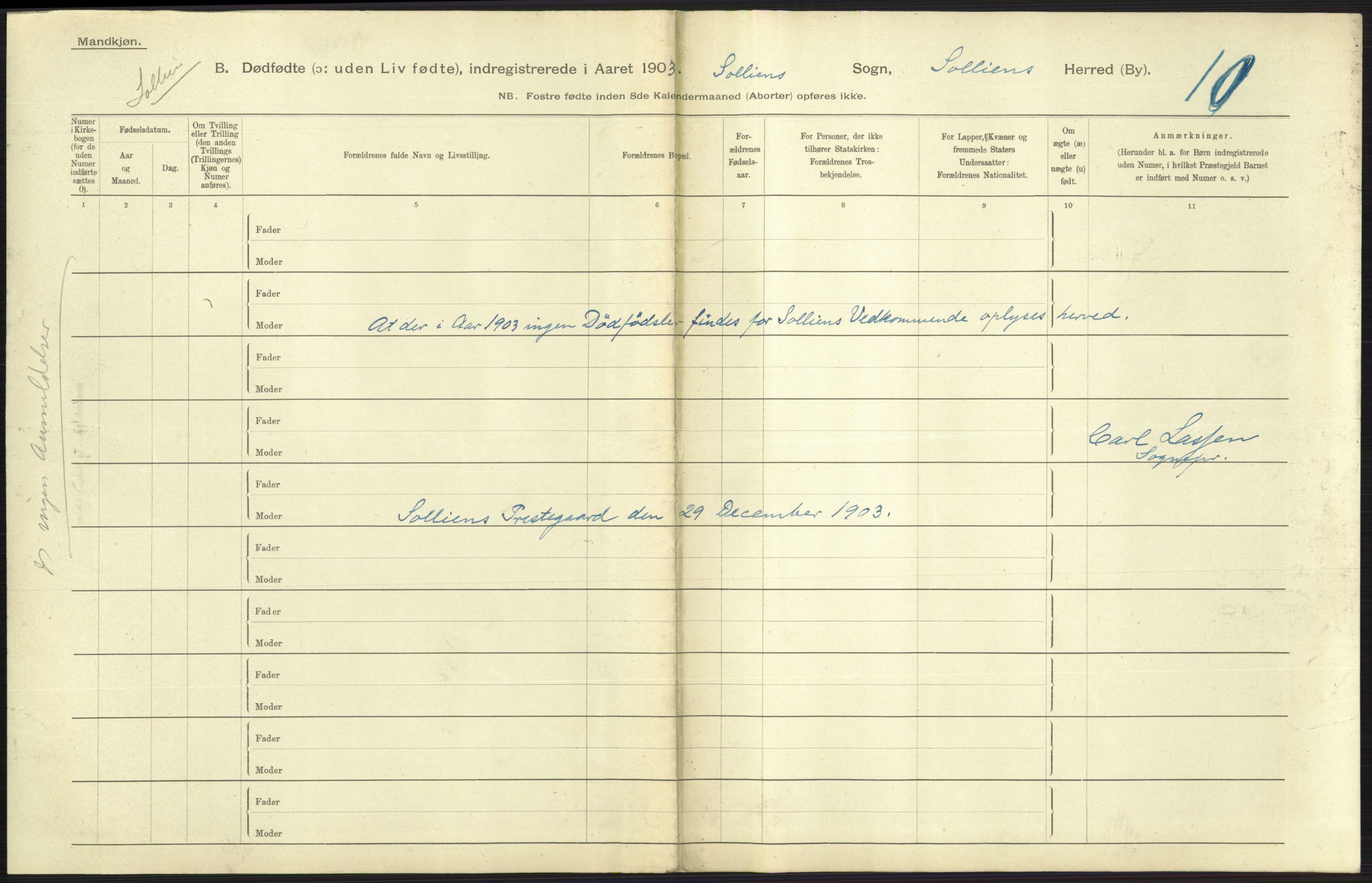 Statistisk sentralbyrå, Sosiodemografiske emner, Befolkning, RA/S-2228/D/Df/Dfa/Dfaa/L0024: Smålenenes - Stavanger amt: Dødfødte. Bygder., 1903, s. 133