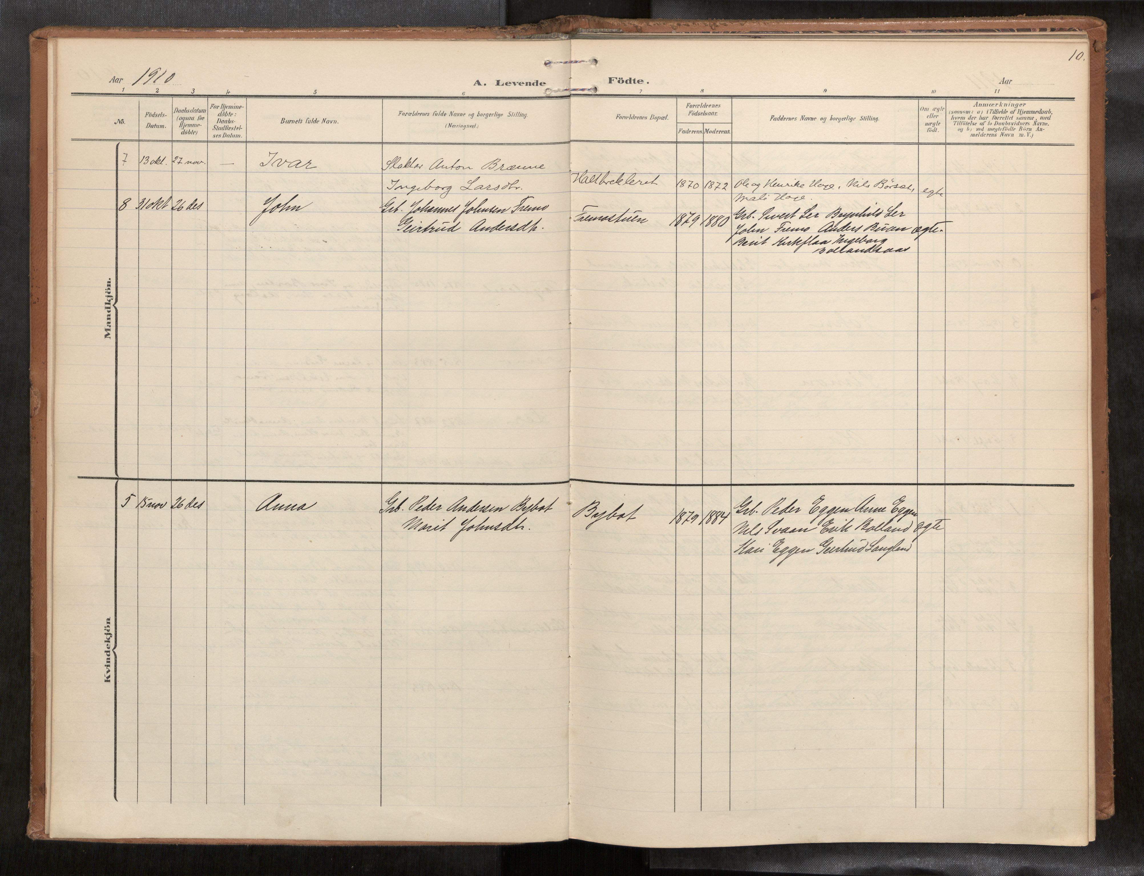 Ministerialprotokoller, klokkerbøker og fødselsregistre - Sør-Trøndelag, AV/SAT-A-1456/693/L1119b: Ministerialbok nr. 693A02, 1906-1936, s. 10
