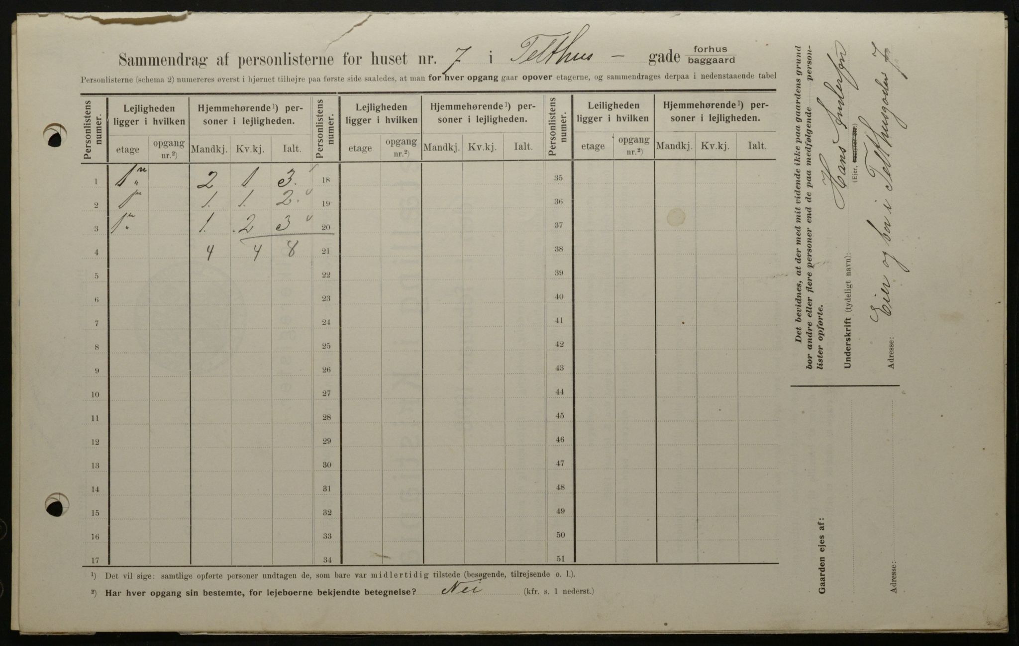 OBA, Kommunal folketelling 1.2.1908 for Kristiania kjøpstad, 1908, s. 96718