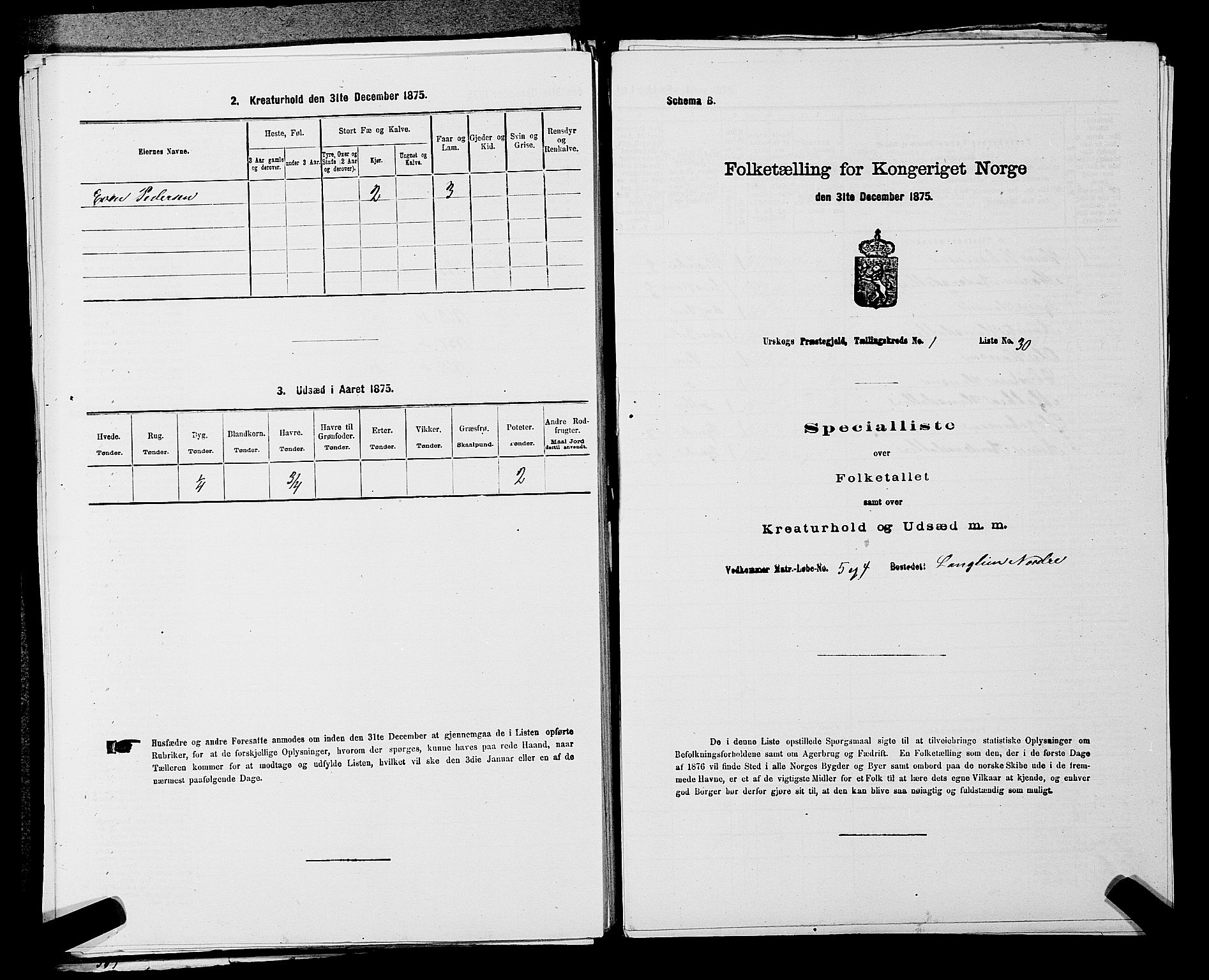 RA, Folketelling 1875 for 0224P Aurskog prestegjeld, 1875, s. 106