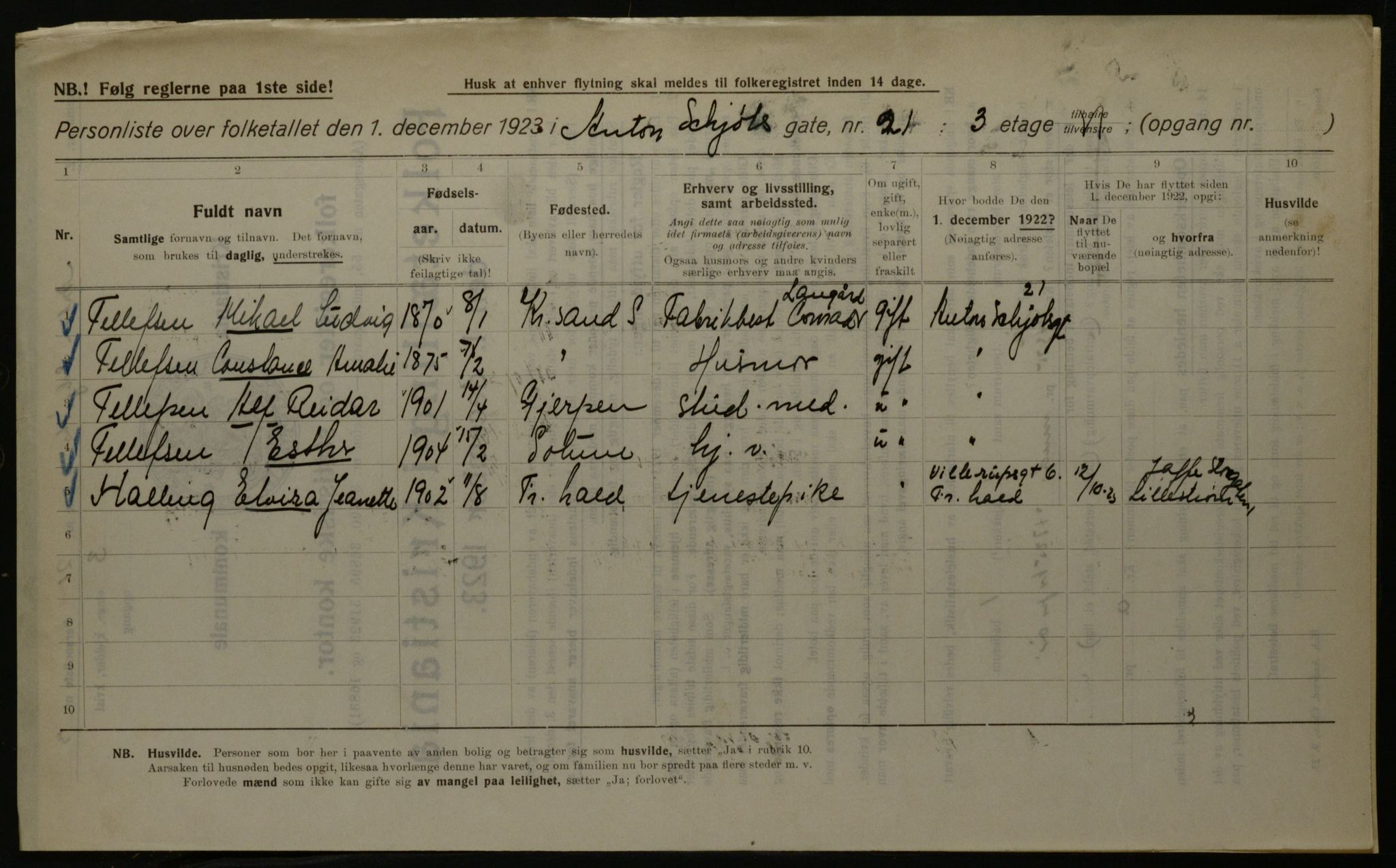 OBA, Kommunal folketelling 1.12.1923 for Kristiania, 1923, s. 1673