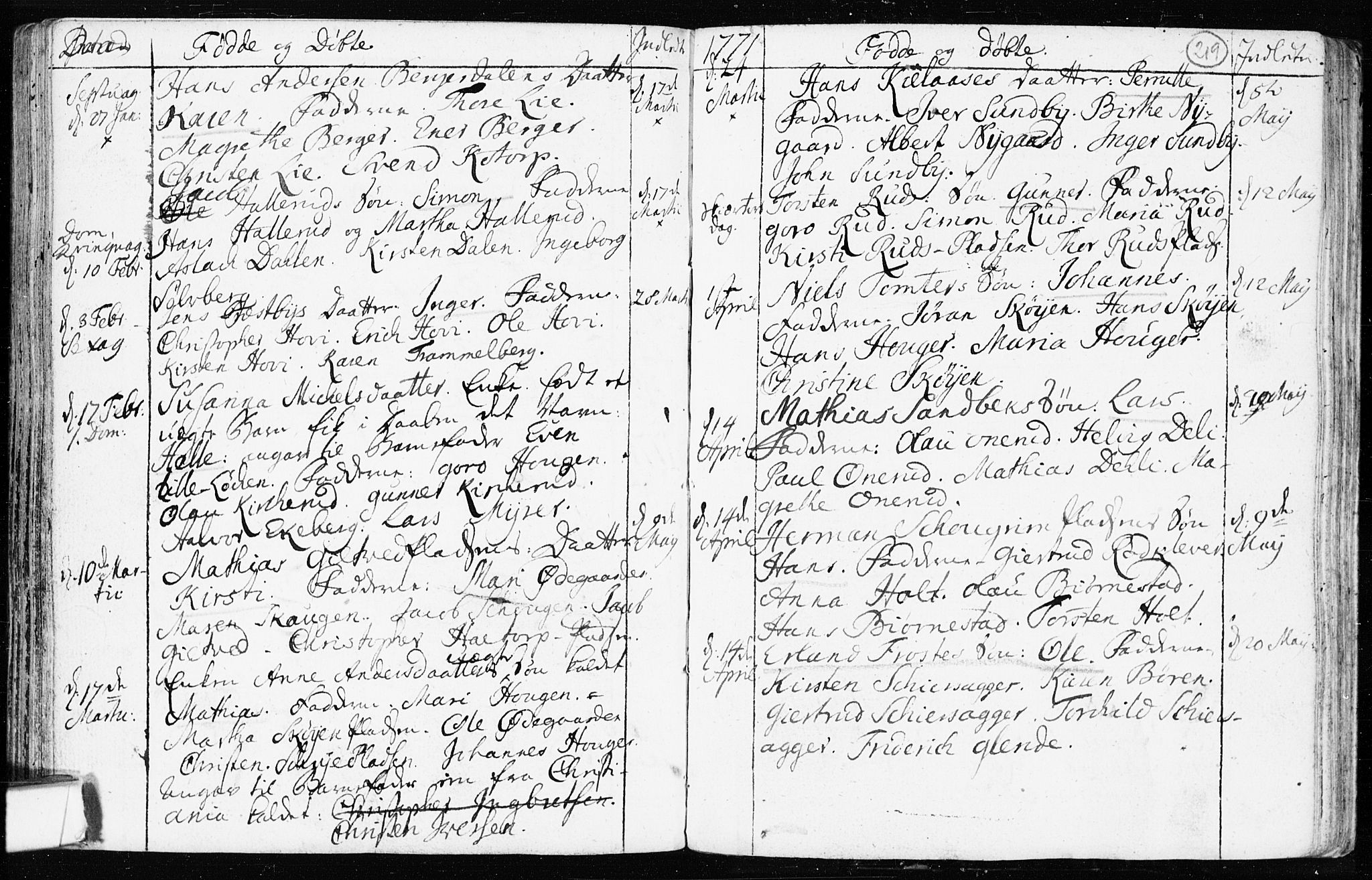 Spydeberg prestekontor Kirkebøker, AV/SAO-A-10924/F/Fa/L0002: Ministerialbok nr. I 2, 1739-1780, s. 219